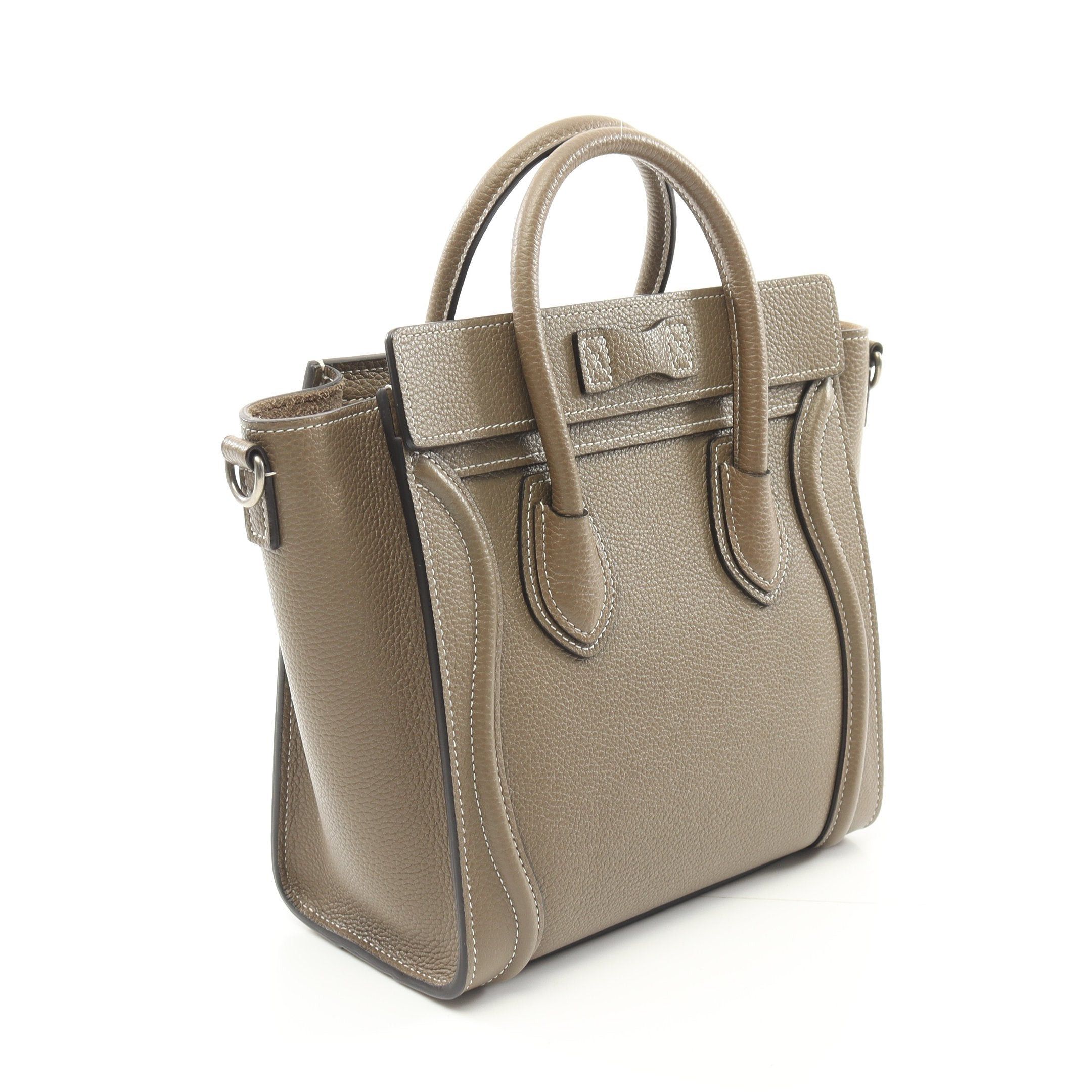 Celine Celine Luggage Nano Shopper Handbag Leather Gray Brown Size ONE SIZE - 2 Thumbnail