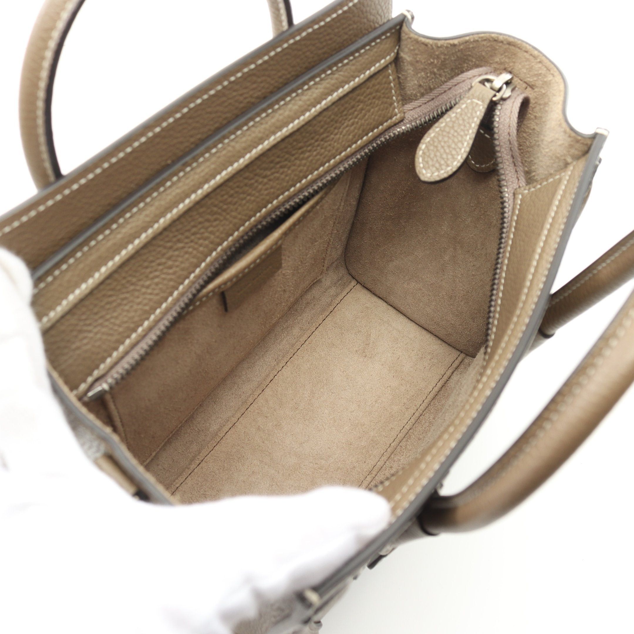 Celine Celine Luggage Nano Shopper Handbag Leather Gray Brown Size ONE SIZE - 3 Thumbnail