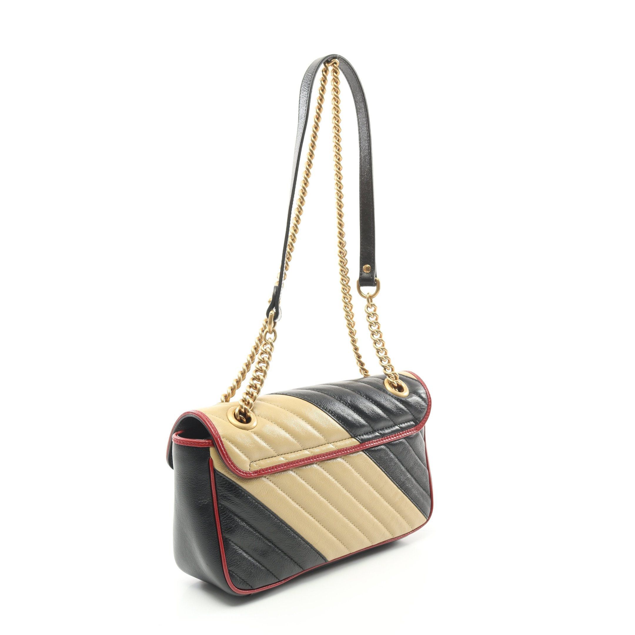 Gucci Gucci Gg Marmont Quilting Small Chain Shoulder Bag Leather Beige Black Red Size ONE SIZE - 2 Thumbnail