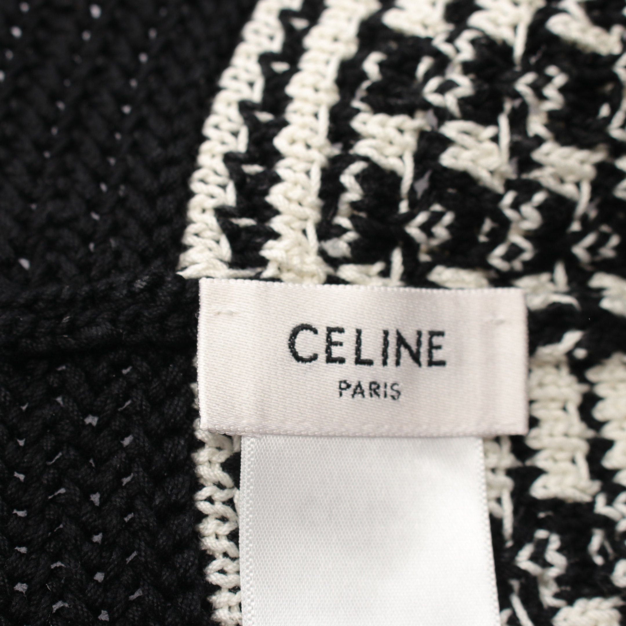 Celine Celine Crochet Knit Hat Beanie Logo Cotton Black Size ONE SIZE - 4 Thumbnail