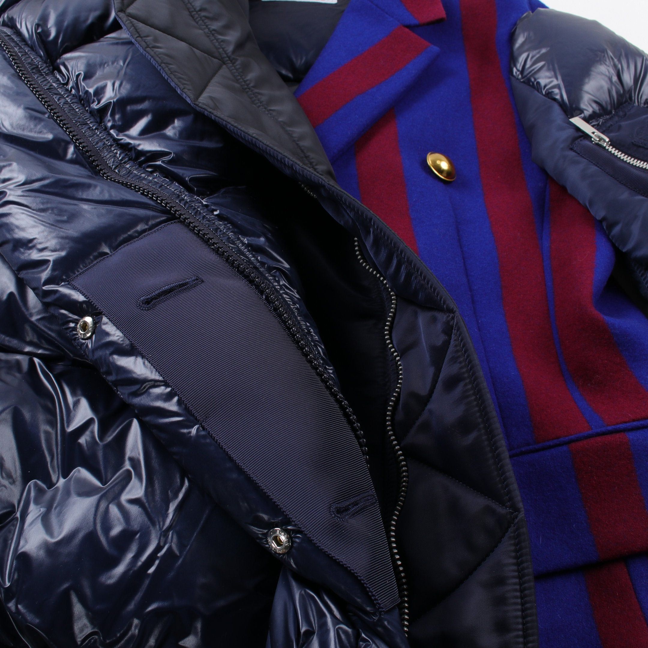 Sacai Sacai Asymmetry Docking Down Jacket Bomber Nylon Wool Navy Size ONE SIZE - 5 Thumbnail