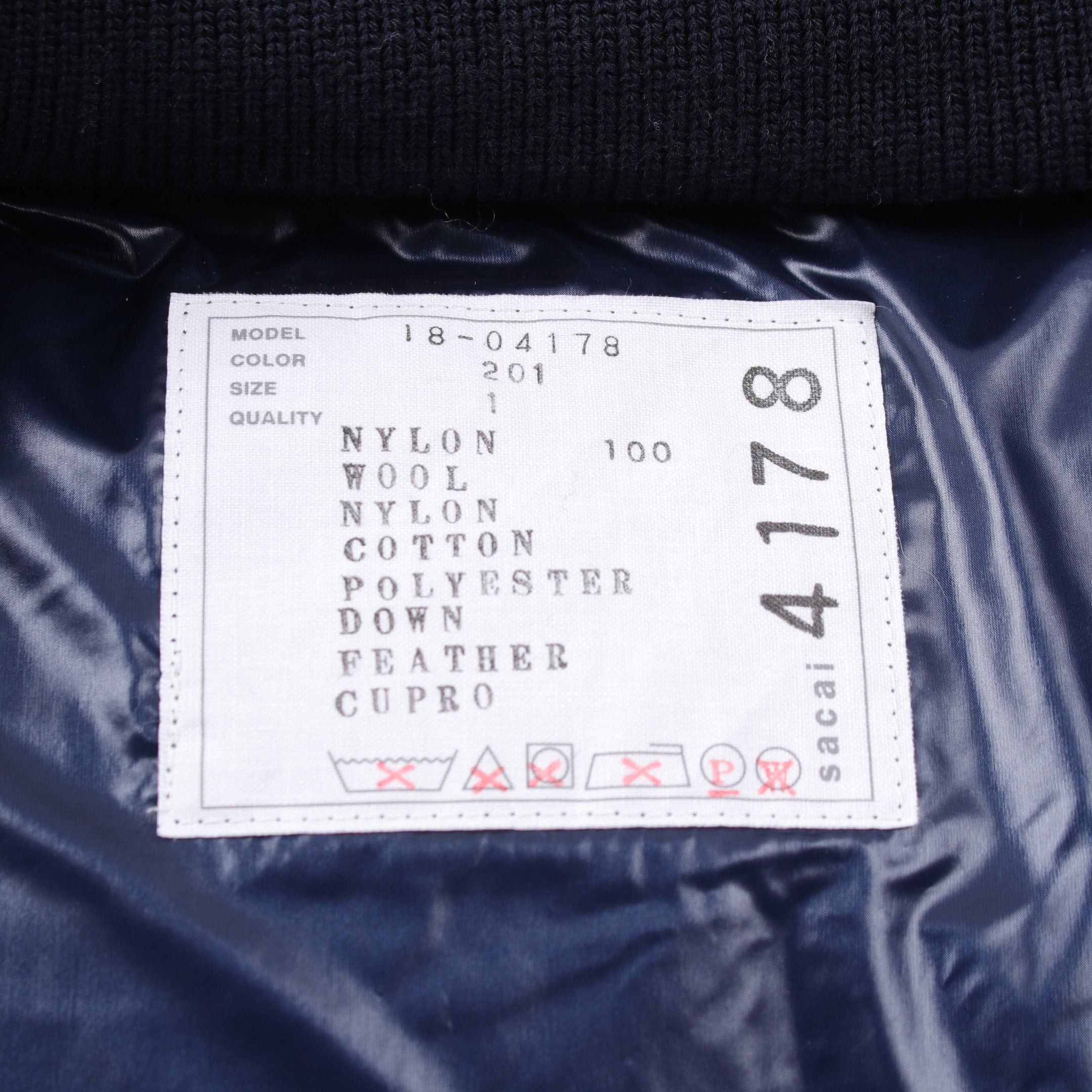 Sacai Sacai Asymmetry Docking Down Jacket Bomber Nylon Wool Navy Size ONE SIZE - 3 Thumbnail