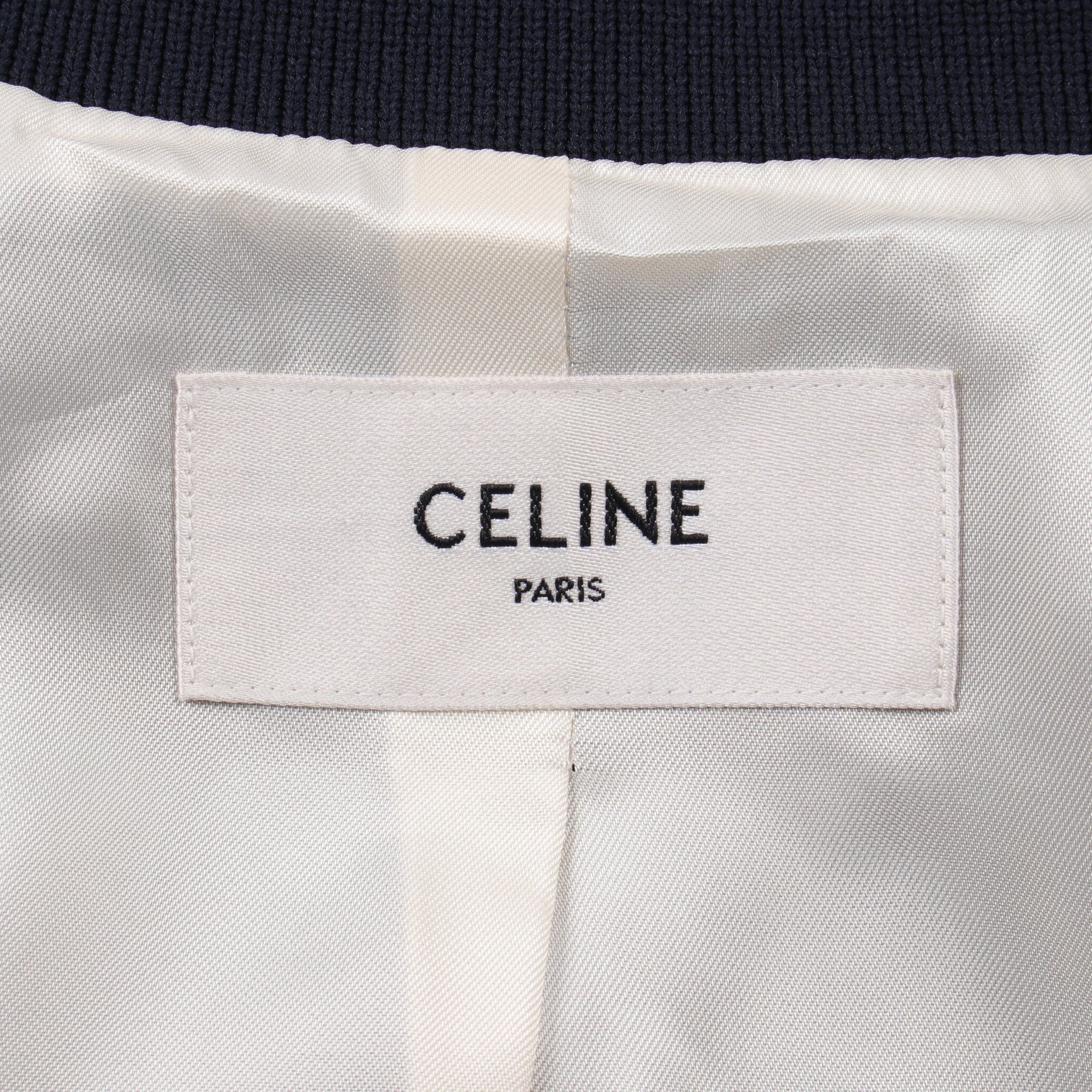 Celine Celine Triomphe Teddy Jacket Blouson Wool Navy White Size ONE SIZE - 3 Thumbnail