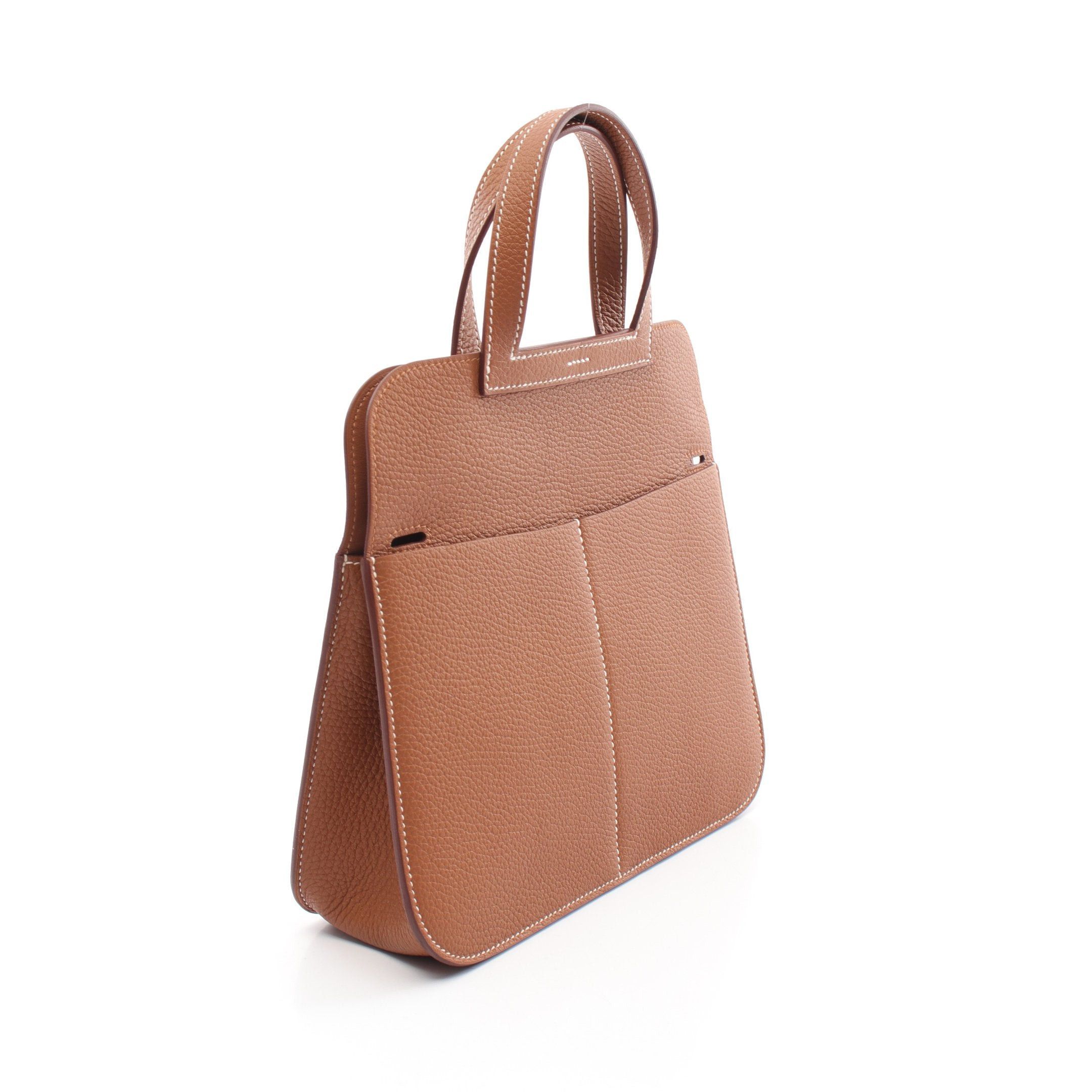 Hermes Hermes Arzan 25 Gold Handbag Clemence Leather Brown Hardware Double Engraved Size ONE SIZE - 2 Thumbnail