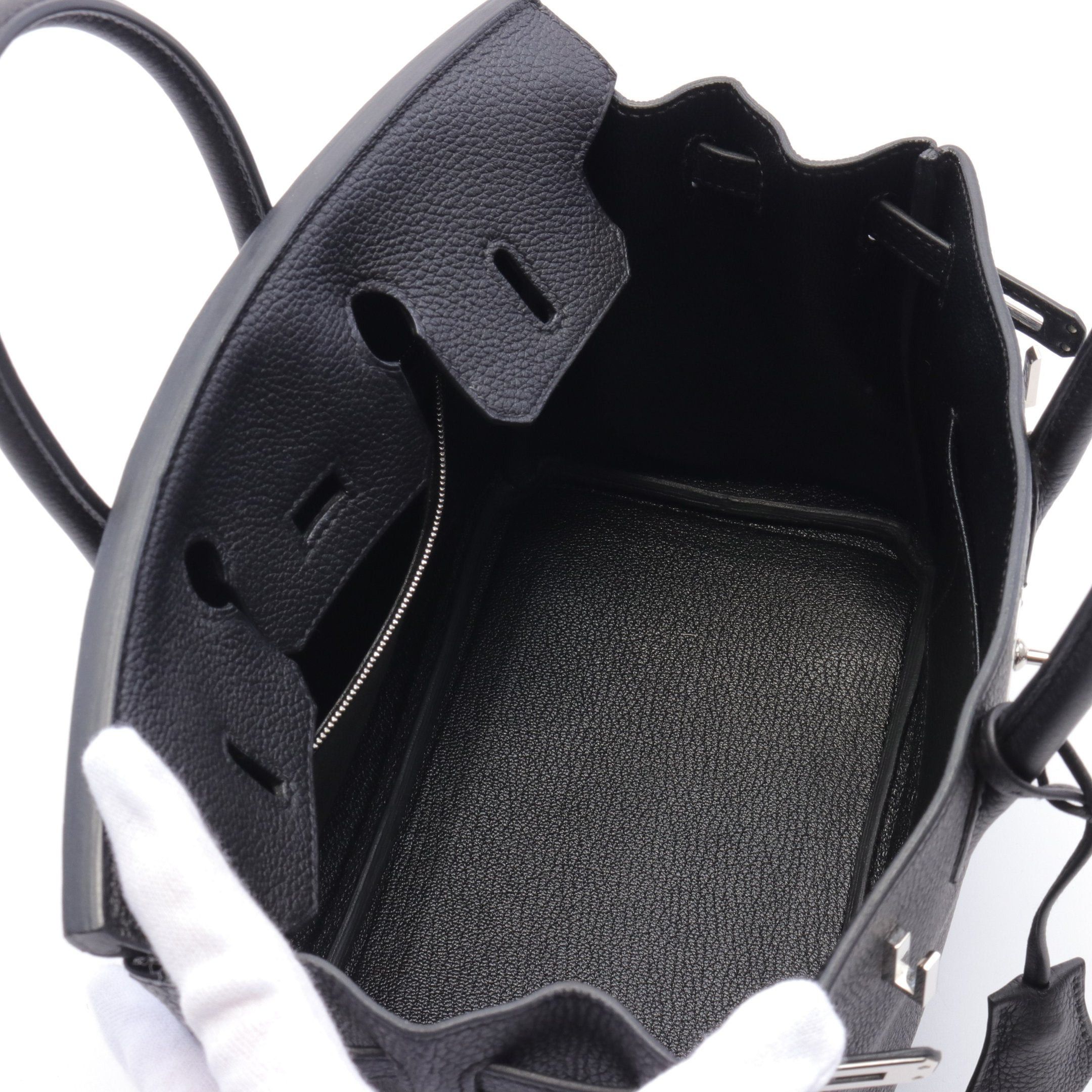 Hermes Hermes Birkin 25 Handbag Togo Black Silver Hardware B Stamp Size ONE SIZE - 3 Thumbnail