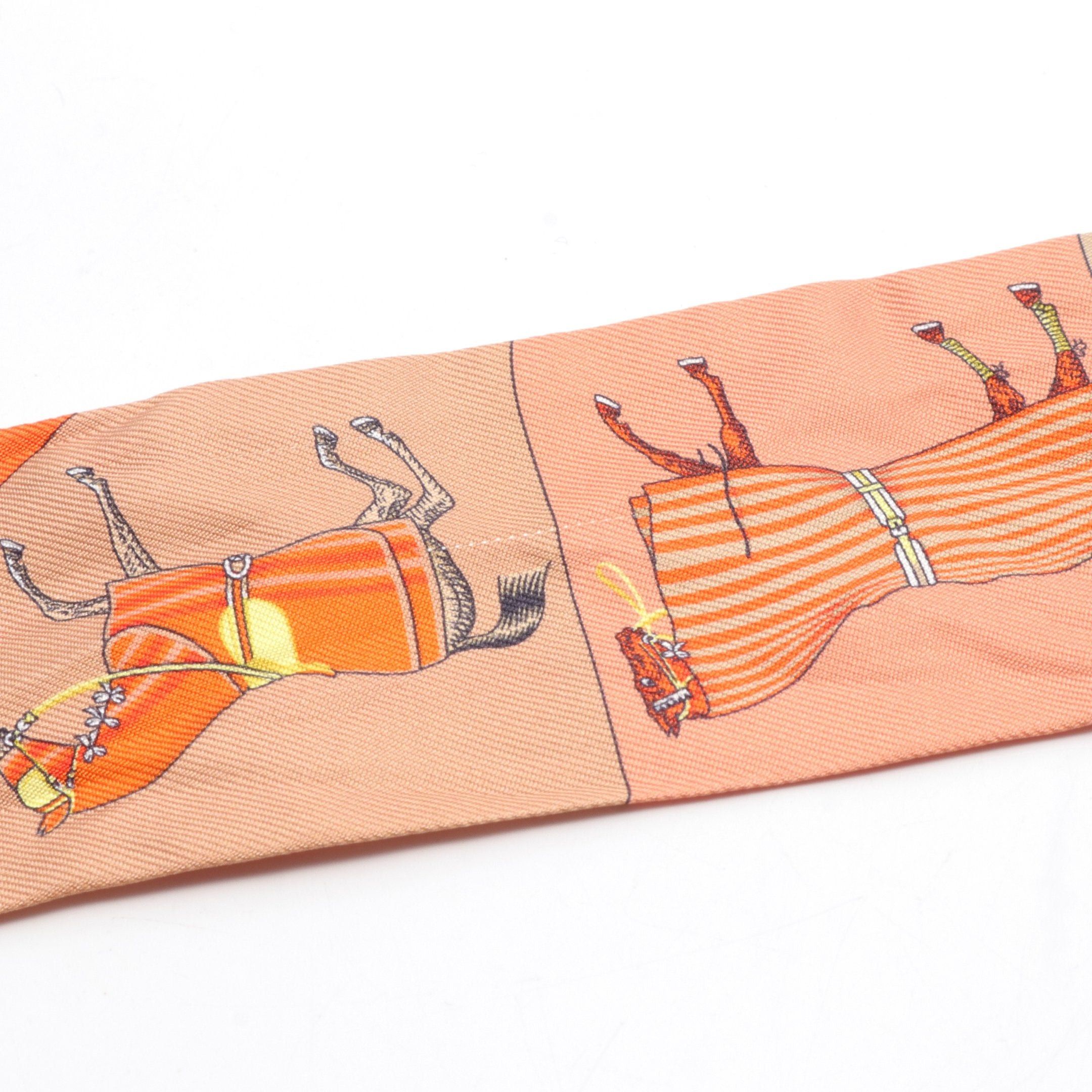 Hermes Hermes Twilly Couvertures Nouvelles Ribbon Scarf Silk Orange Multicolor Size ONE SIZE - 4 Thumbnail