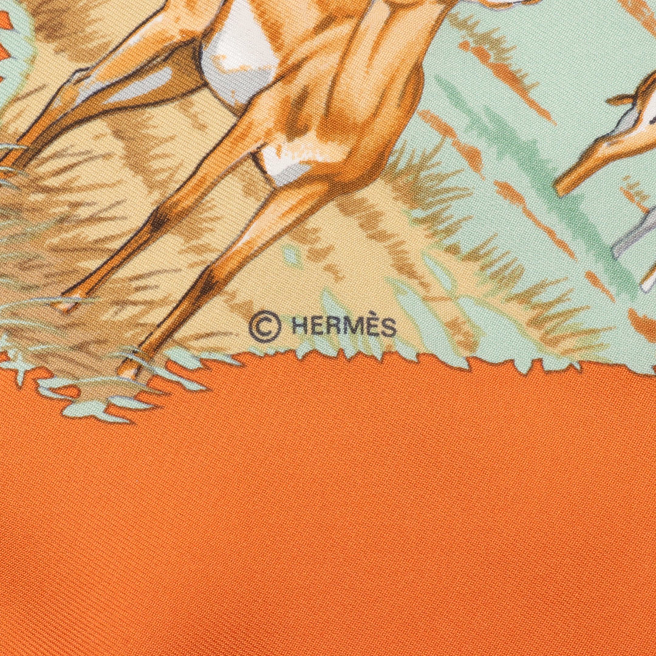 Hermes Hermes Carres 90 Tanzanie Scarf Silk Orange Multicolor Size ONE SIZE - 2 Thumbnail