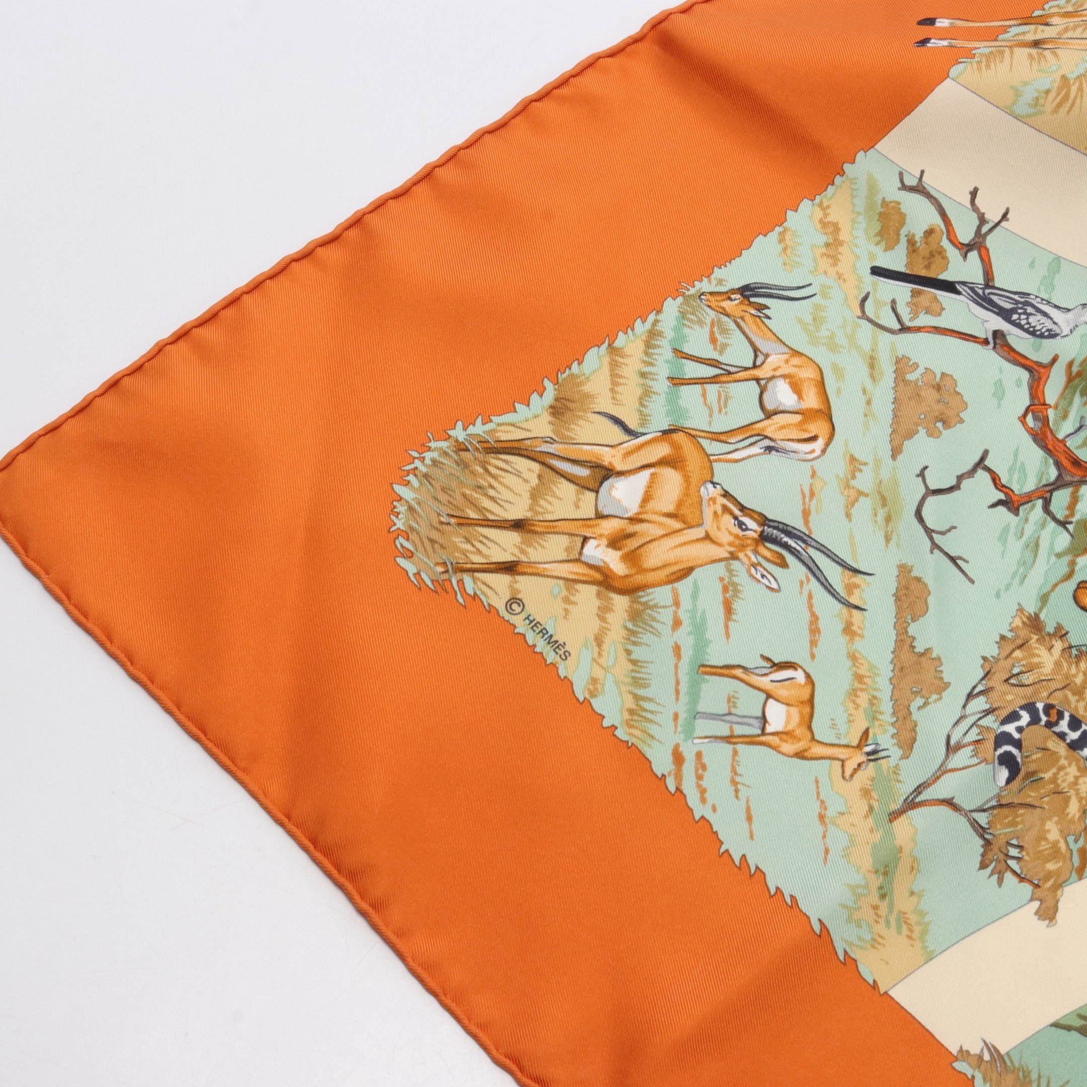 Hermes Hermes Carres 90 Tanzanie Scarf Silk Orange Multicolor Size ONE SIZE - 4 Thumbnail