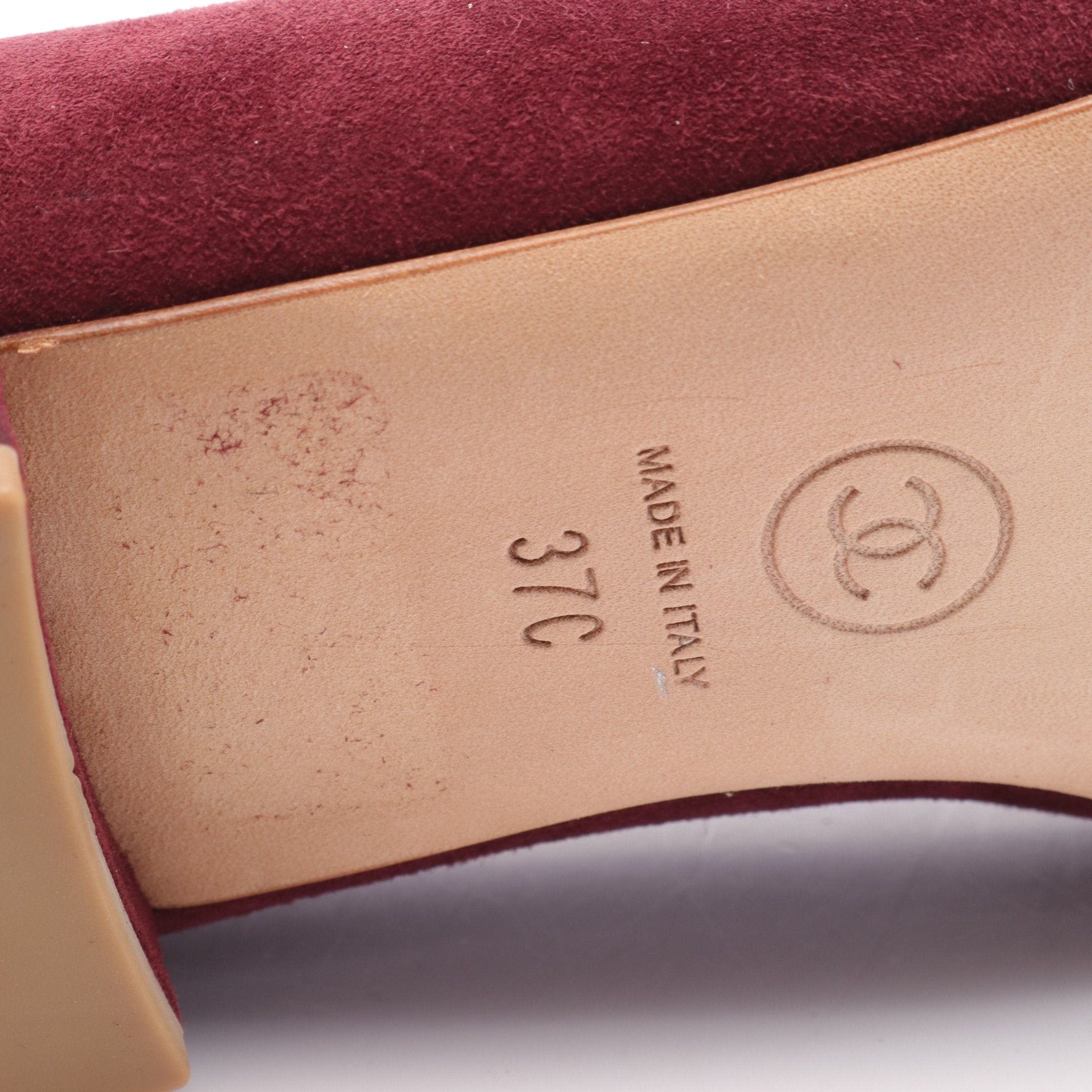 Chanel Chanel Coco Mark Pumps Suede Leather Bordeaux Gold Size ONE SIZE - 6 Thumbnail