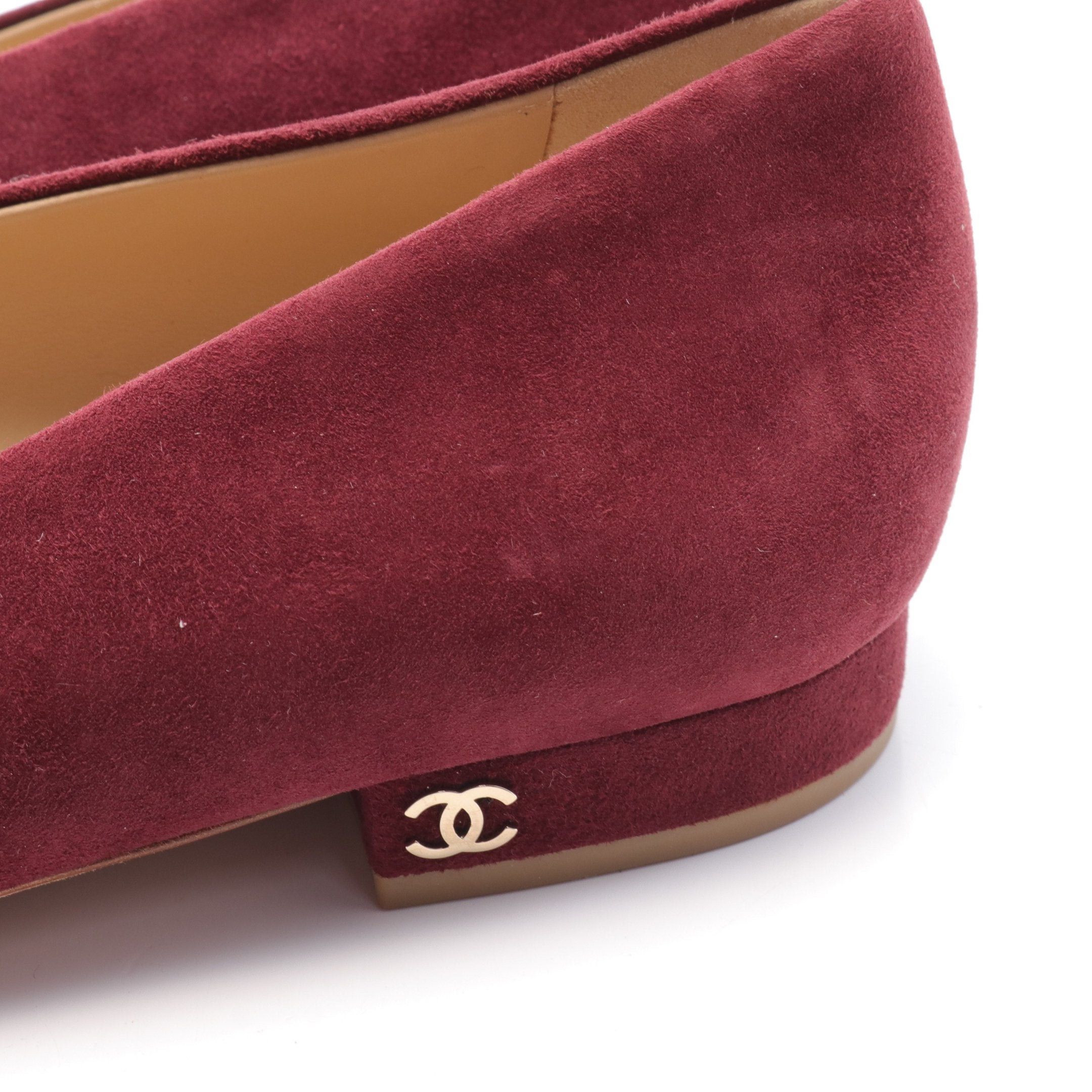 Chanel Chanel Coco Mark Pumps Suede Leather Bordeaux Gold Size ONE SIZE - 8 Thumbnail