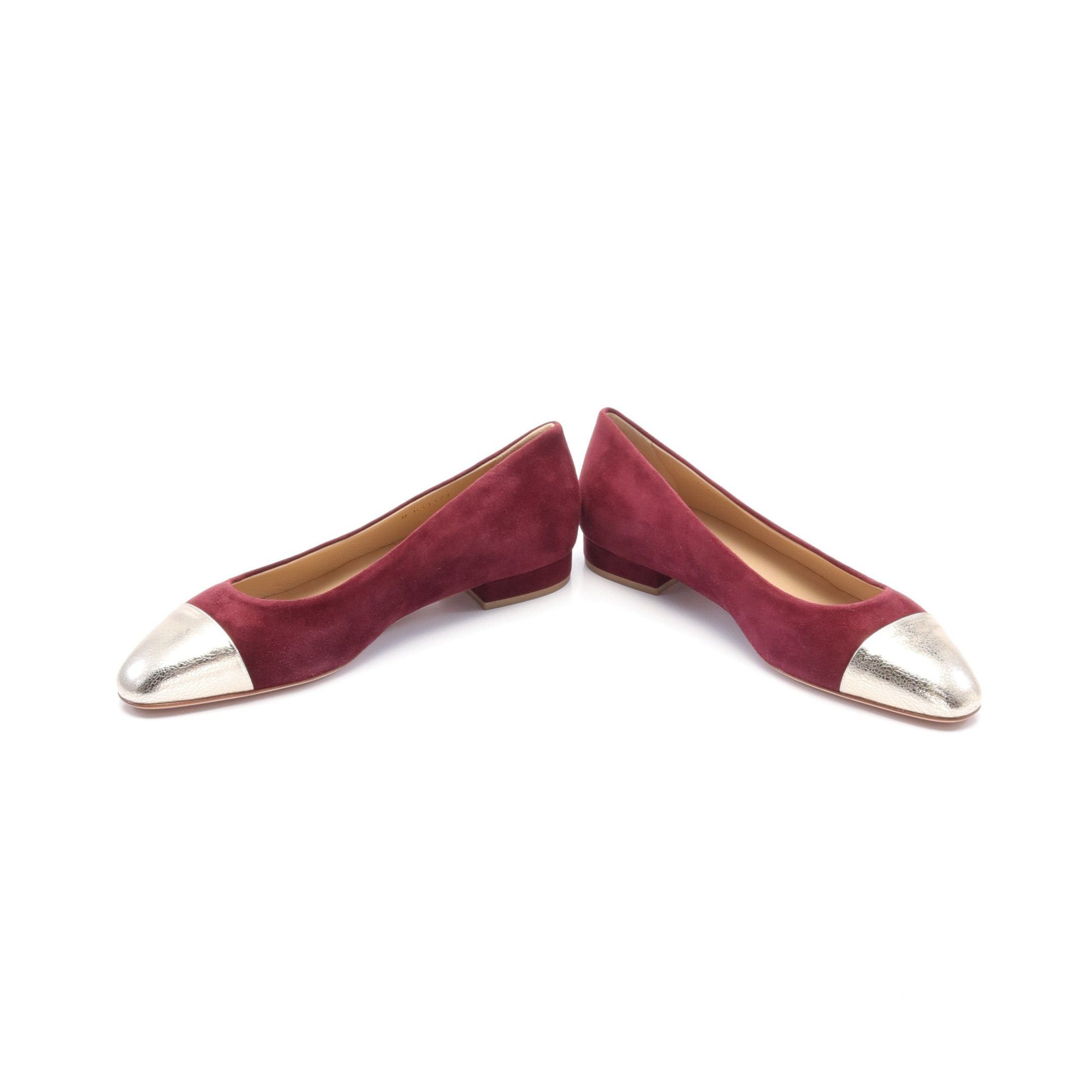 Chanel Chanel Coco Mark Pumps Suede Leather Bordeaux Gold Size ONE SIZE - 3 Thumbnail