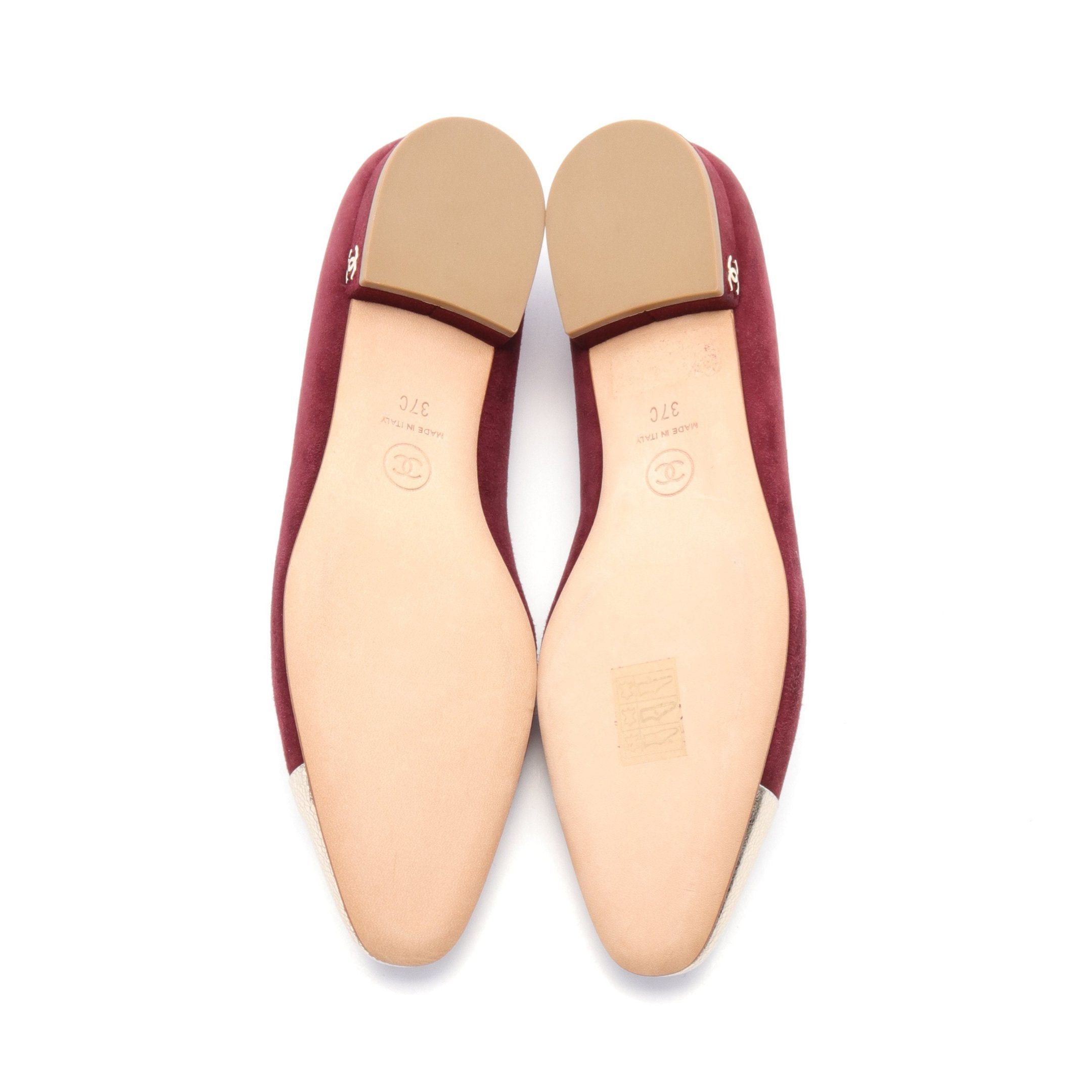 Chanel Chanel Coco Mark Pumps Suede Leather Bordeaux Gold Size ONE SIZE - 4 Thumbnail
