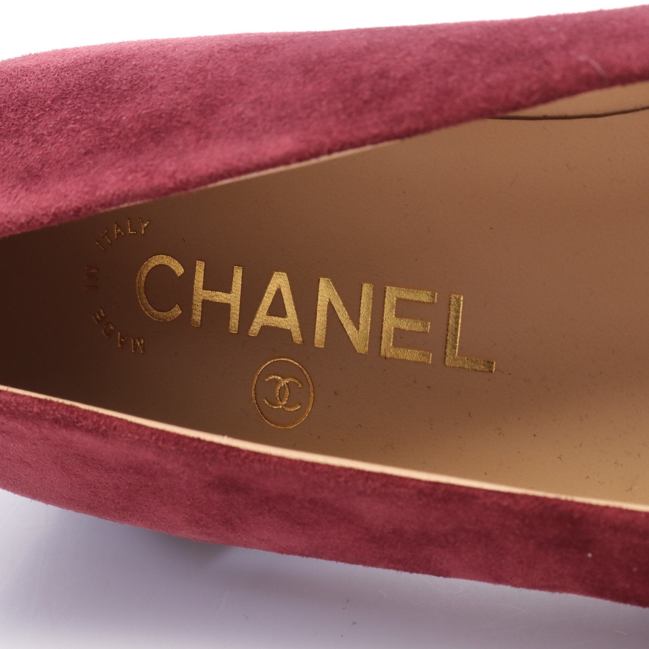 Chanel Chanel Coco Mark Pumps Suede Leather Bordeaux Gold Size ONE SIZE - 5 Thumbnail