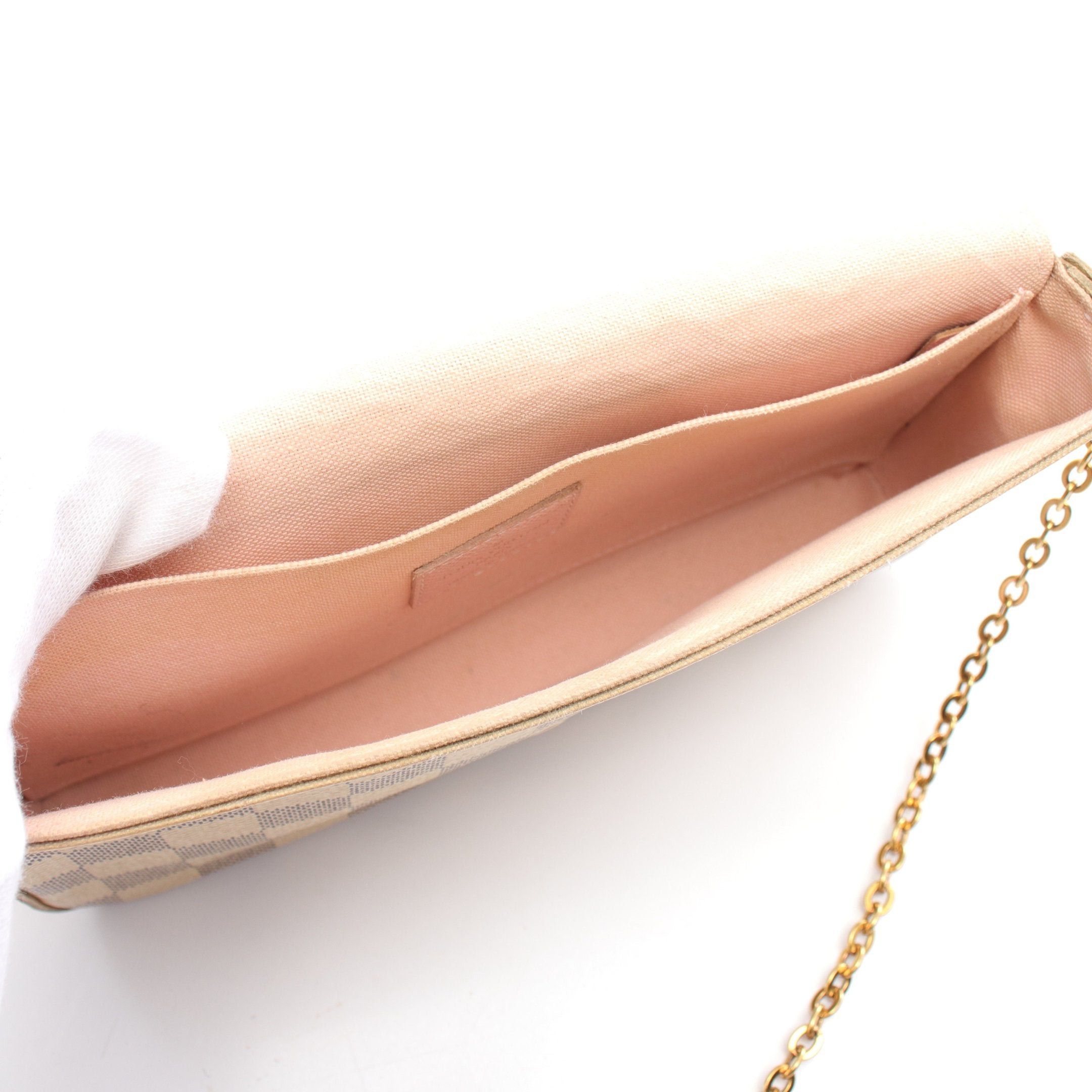 Louis Vuitton Louis Vuitton Pochette Felicie Damier Azur Chain Wallet White Size ONE SIZE - 3 Thumbnail
