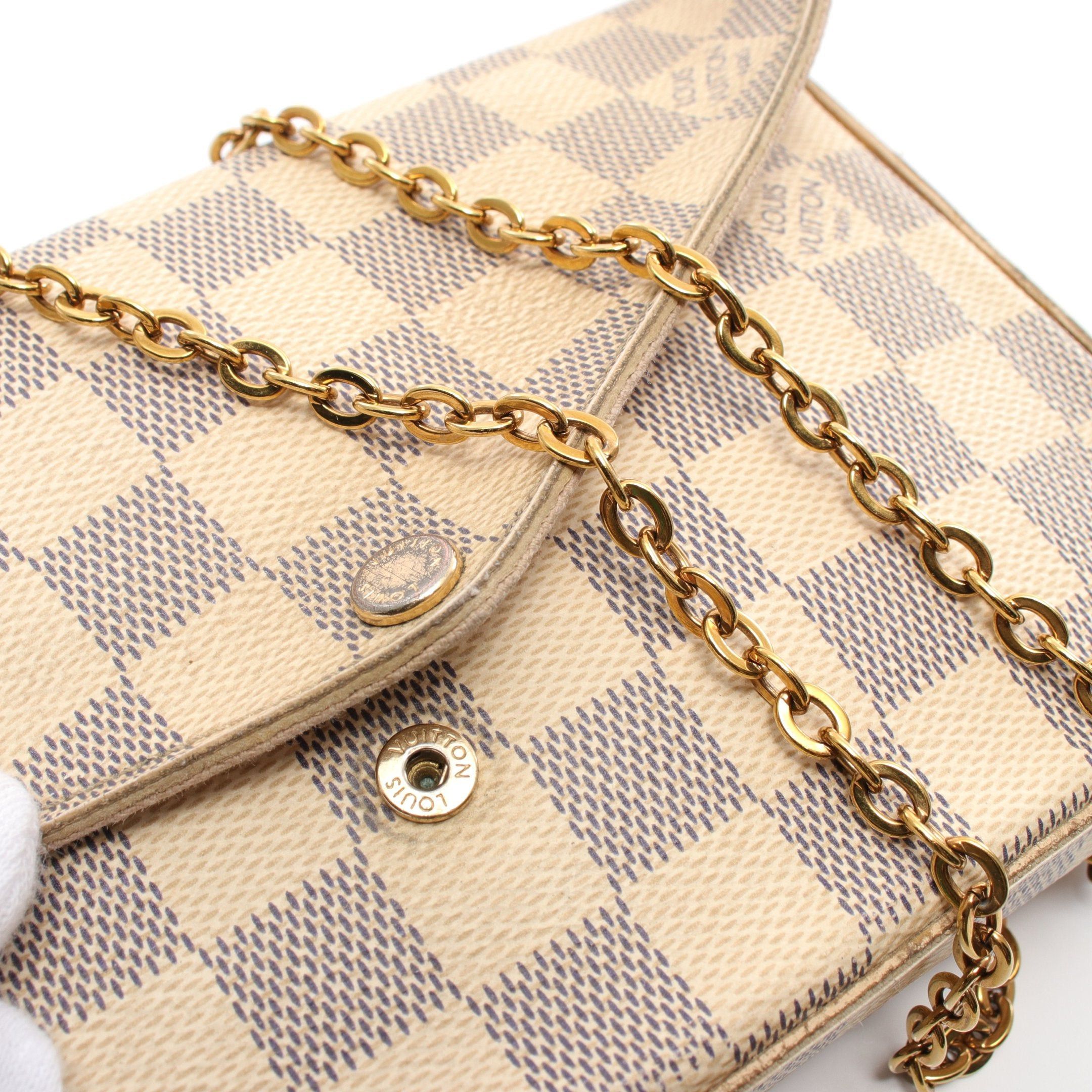 Louis Vuitton Louis Vuitton Pochette Felicie Damier Azur Chain Wallet White Size ONE SIZE - 8 Thumbnail