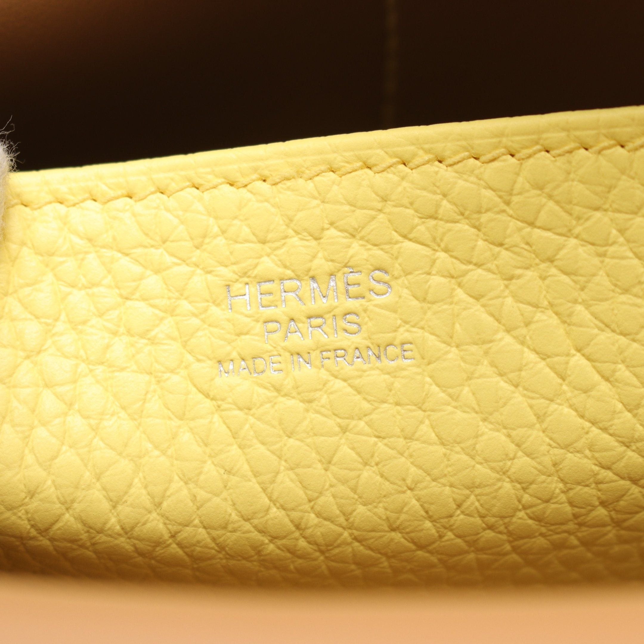 Hermes Hermes Arzan 25 Limoncello Biscuit Handbag Clemence Leather Veau Swift Yellow Brown Silver Hardware B Stamp Size ONE SIZE - 4 Thumbnail