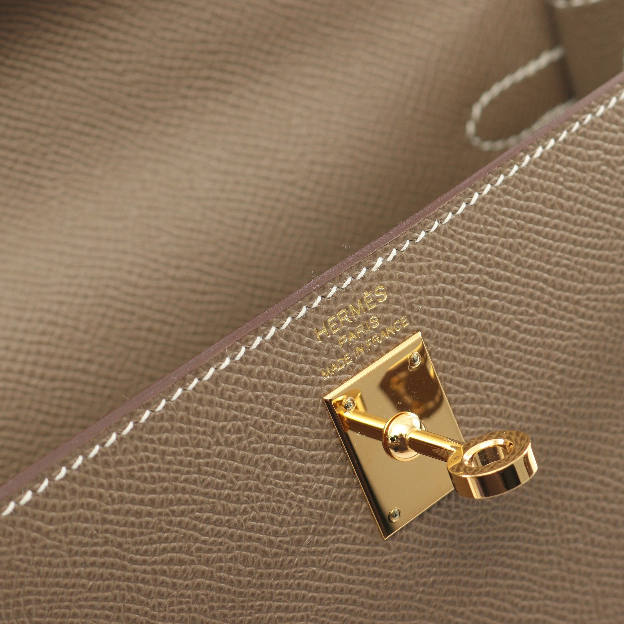 Hermes Hermes Kelly 25 Etoupe Handbag Veau Epsom Gray Brown Gold Hardware Outside Sewing U Stamp Size ONE SIZE - 4 Thumbnail