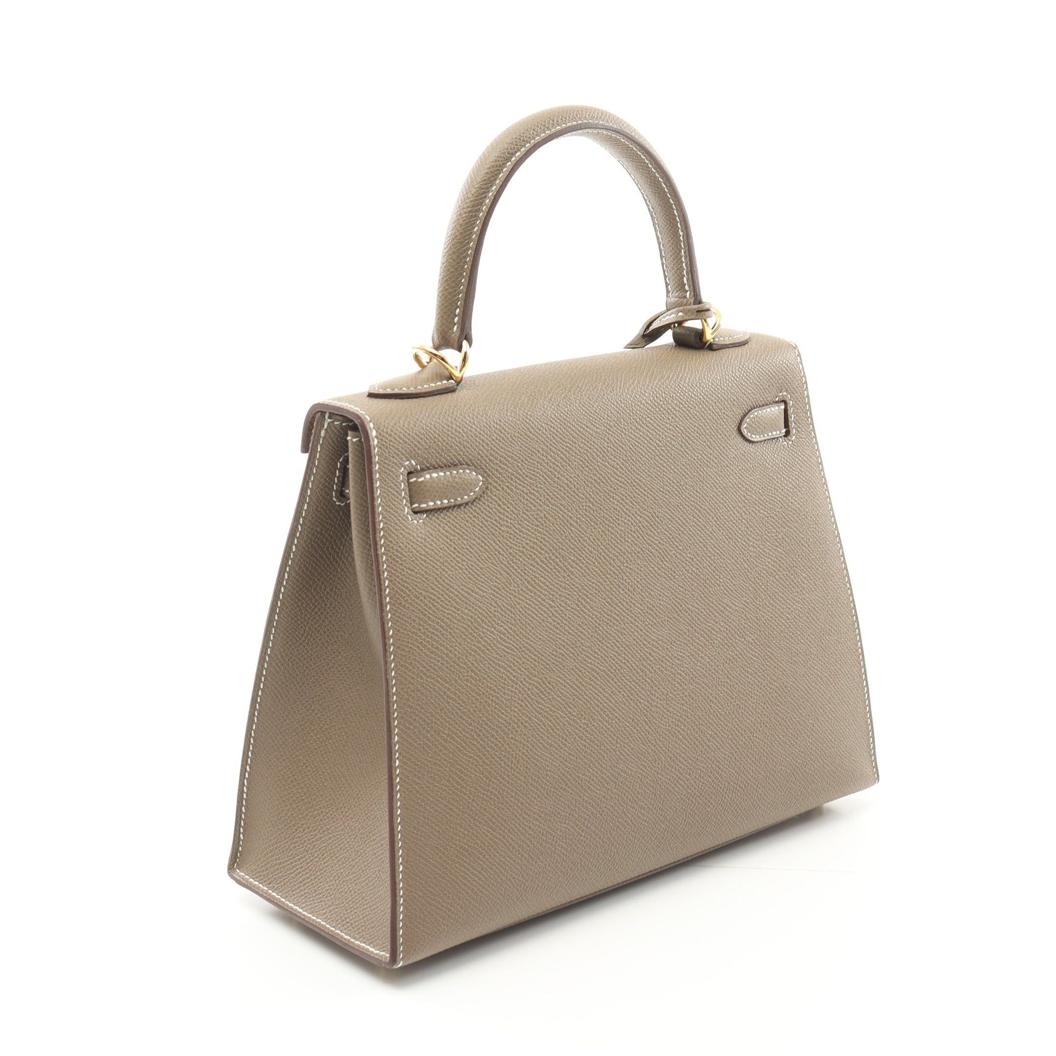 Hermes Hermes Kelly 25 Etoupe Handbag Veau Epsom Gray Brown Gold Hardware Outside Sewing U Stamp Size ONE SIZE - 2 Thumbnail