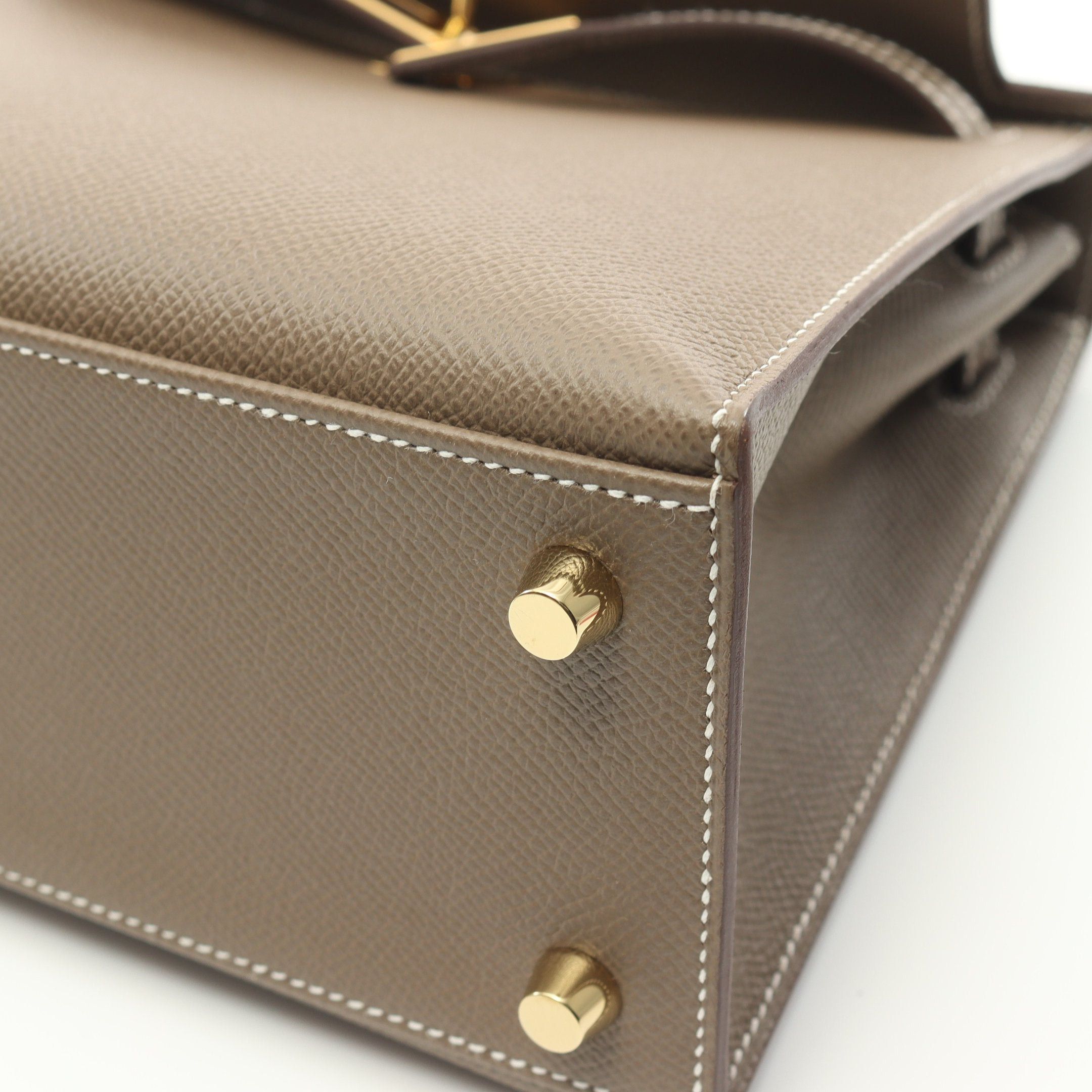 Hermes Hermes Kelly 25 Etoupe Handbag Veau Epsom Gray Brown Gold Hardware Outside Sewing U Stamp Size ONE SIZE - 7 Thumbnail