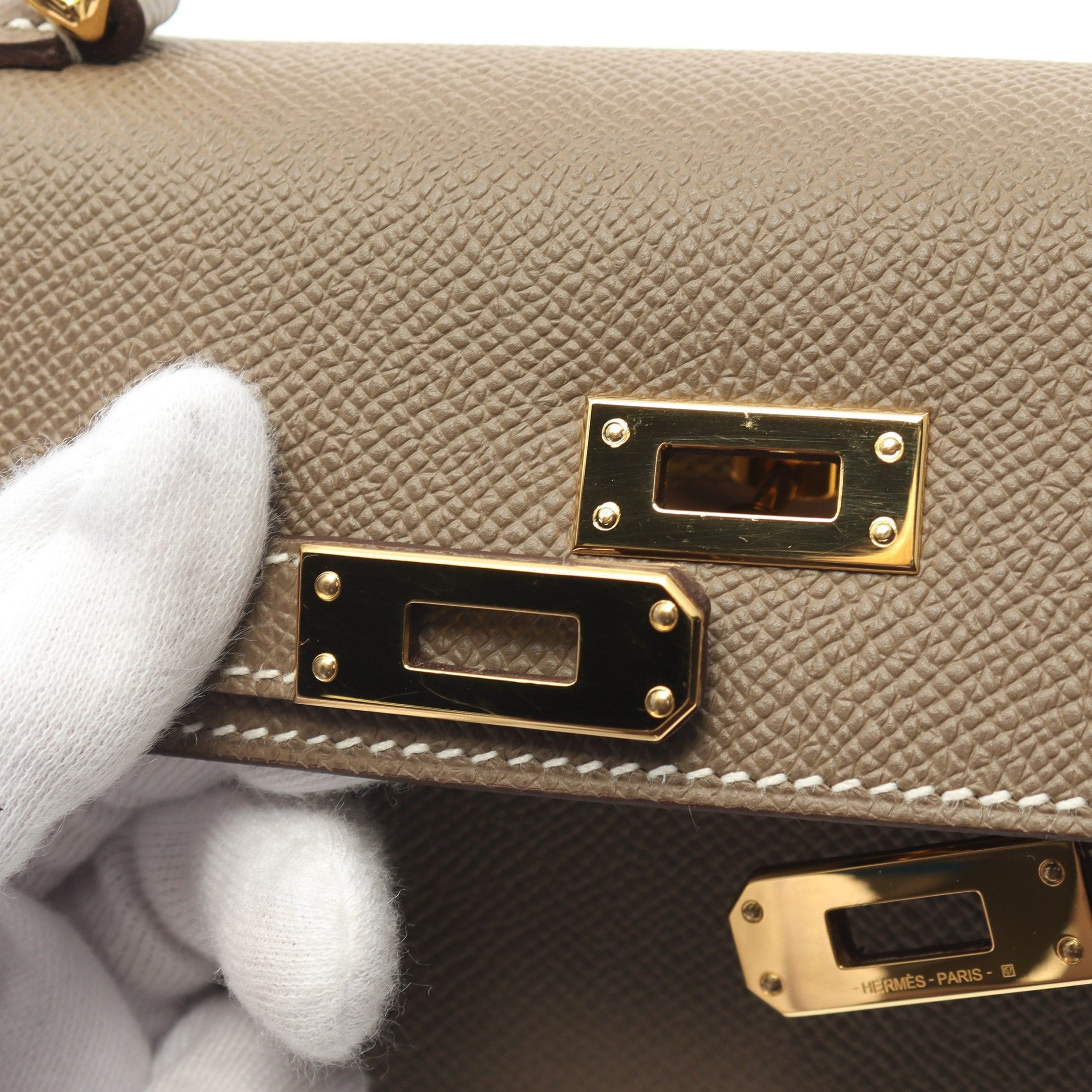 Hermes Hermes Kelly 25 Etoupe Handbag Veau Epsom Gray Brown Gold Hardware Outside Sewing U Stamp Size ONE SIZE - 6 Thumbnail