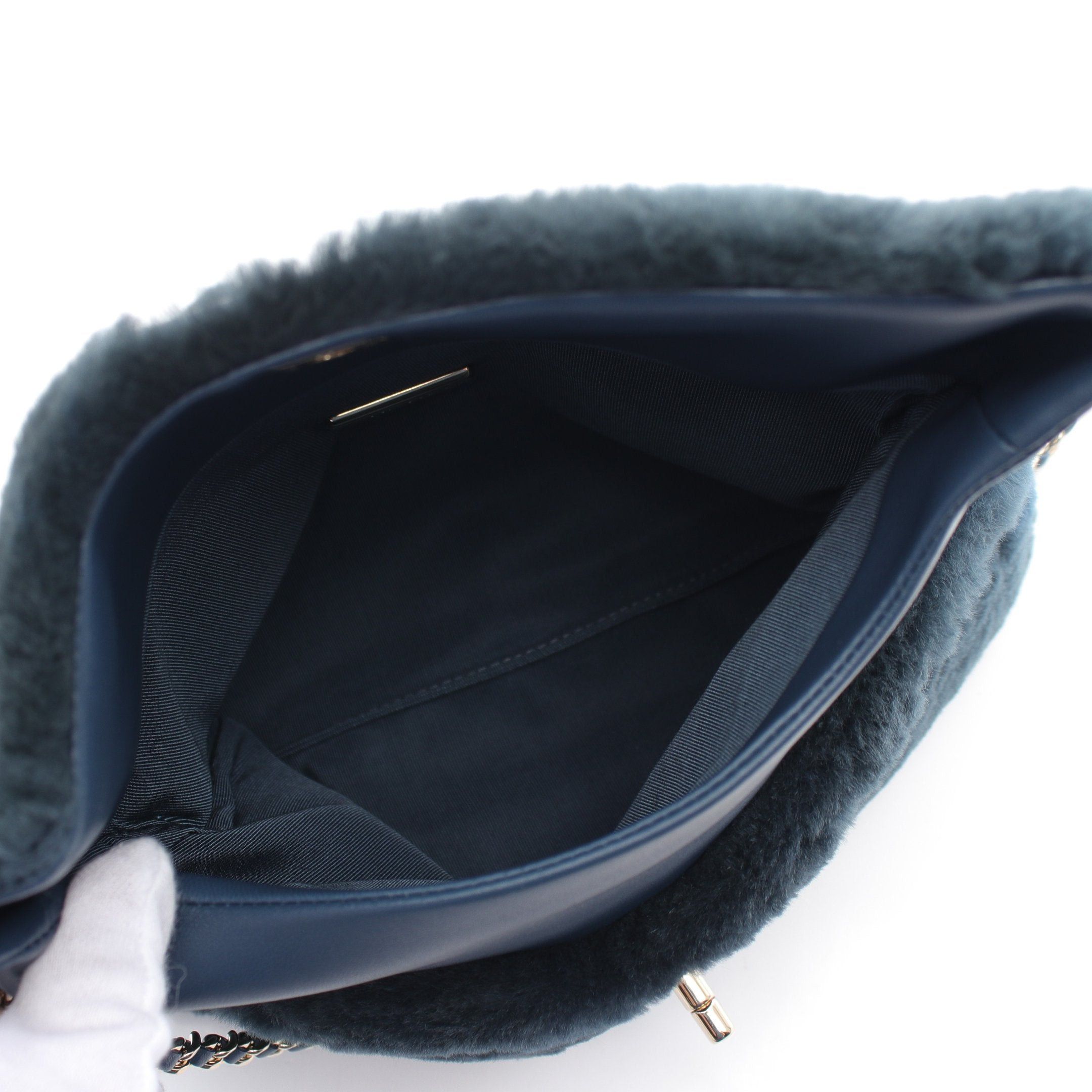 Chanel Chanel Coco Mark Chain Shoulder Bag Fur Dark Blue Gold Hardware Size ONE SIZE - 3 Thumbnail