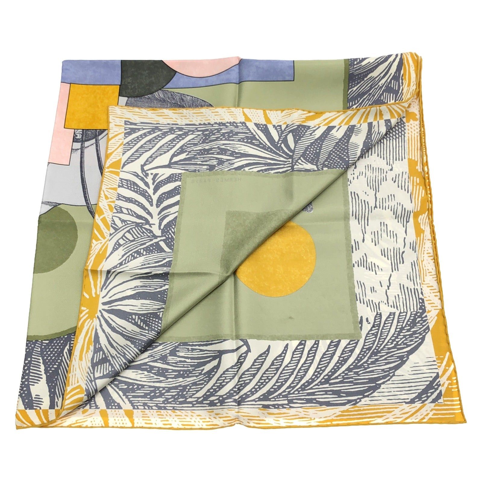 Hermes Hermes Carres 90 Scarf Silk Green Size ONE SIZE - 2 Thumbnail