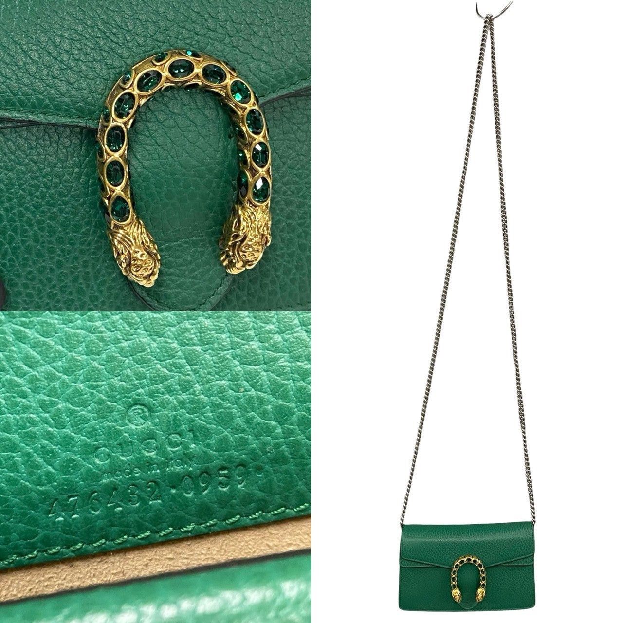 Gucci Gucci Shoulder Bag Green Leather Size ONE SIZE - 3 Thumbnail