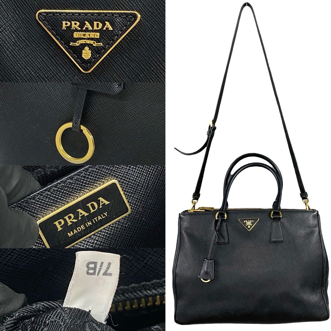 Prada Prada Shoulder Bag Black Leather Size ONE SIZE - 2 Thumbnail