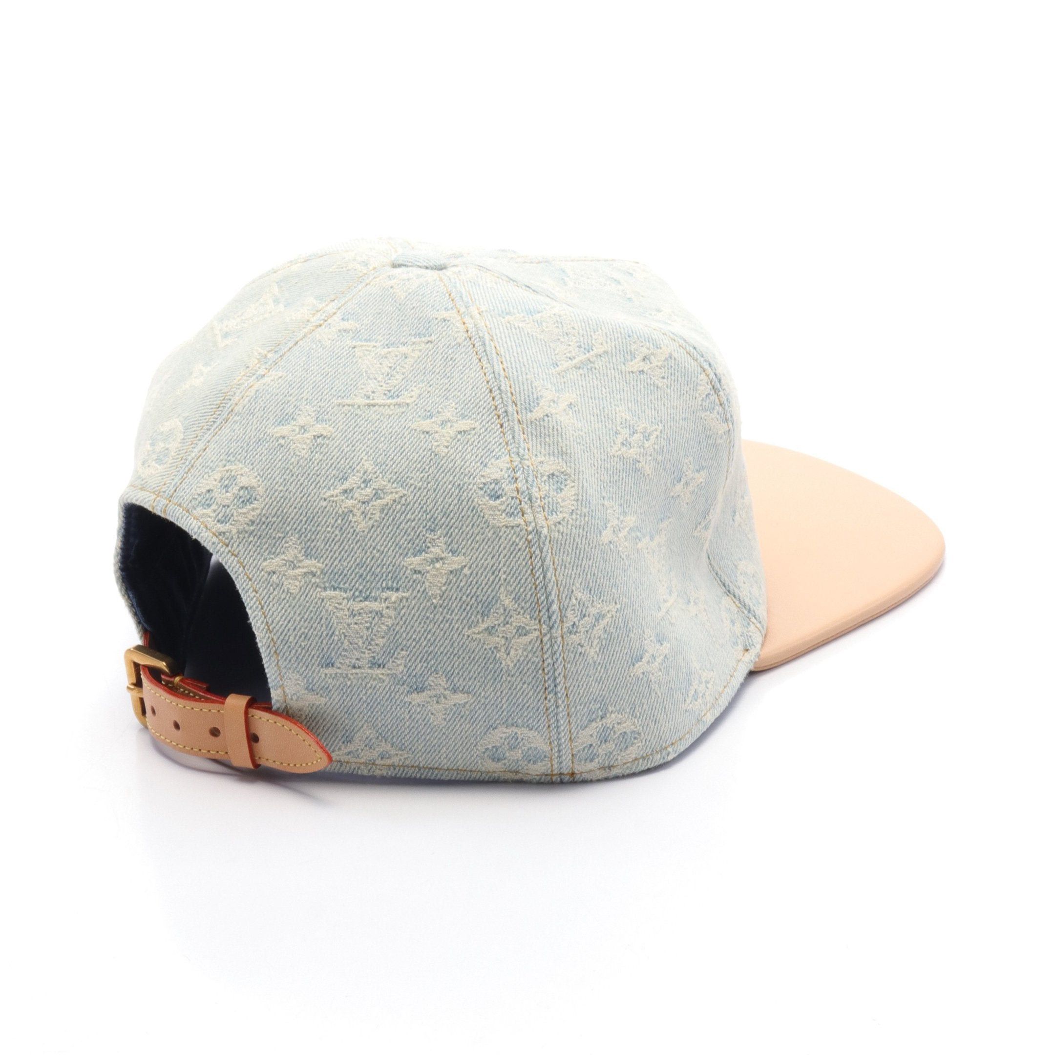 Louis Vuitton Louis Vuitton Casquette Legacy Monogram Cap Denim Leather Light Blue Beige Size ONE SIZE - 2 Thumbnail