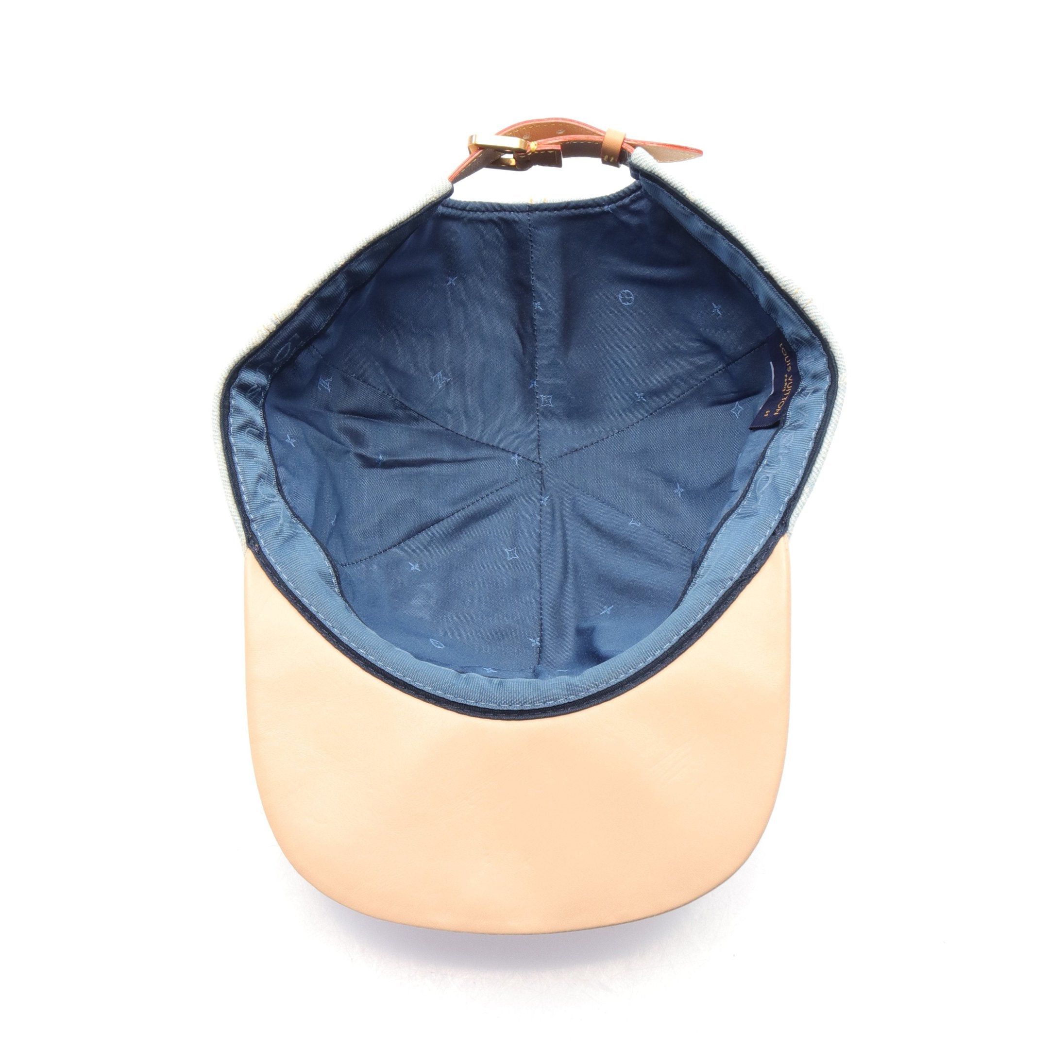 Louis Vuitton Louis Vuitton Casquette Legacy Monogram Cap Denim Leather Light Blue Beige Size ONE SIZE - 3 Thumbnail