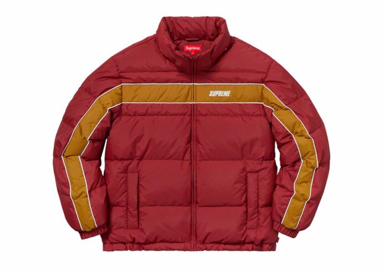 Supreme Stripe Panel Down Jacket | Grailed