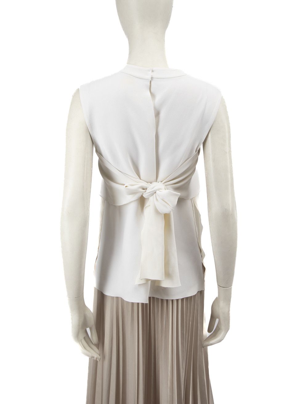 Miu Miu White Sleeveless Bow Detail Blouse Size S / US 4 / IT 40 - 3 Thumbnail