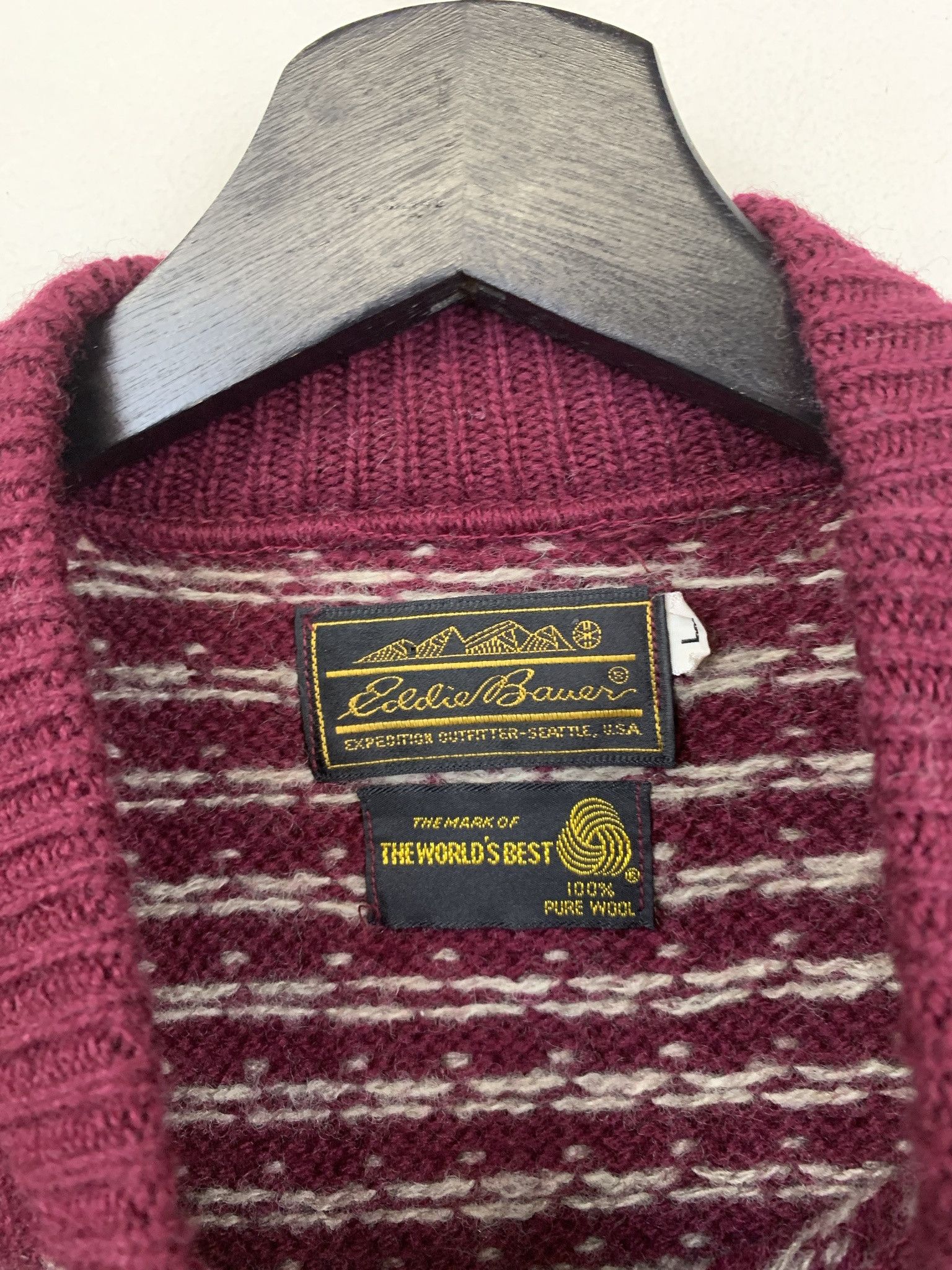 Vintage Vintage Sweater 1990s Knit Maroon Wool Snow Knit Sweater Size S Size US S / EU 44-46 / 1 - 2 Thumbnail