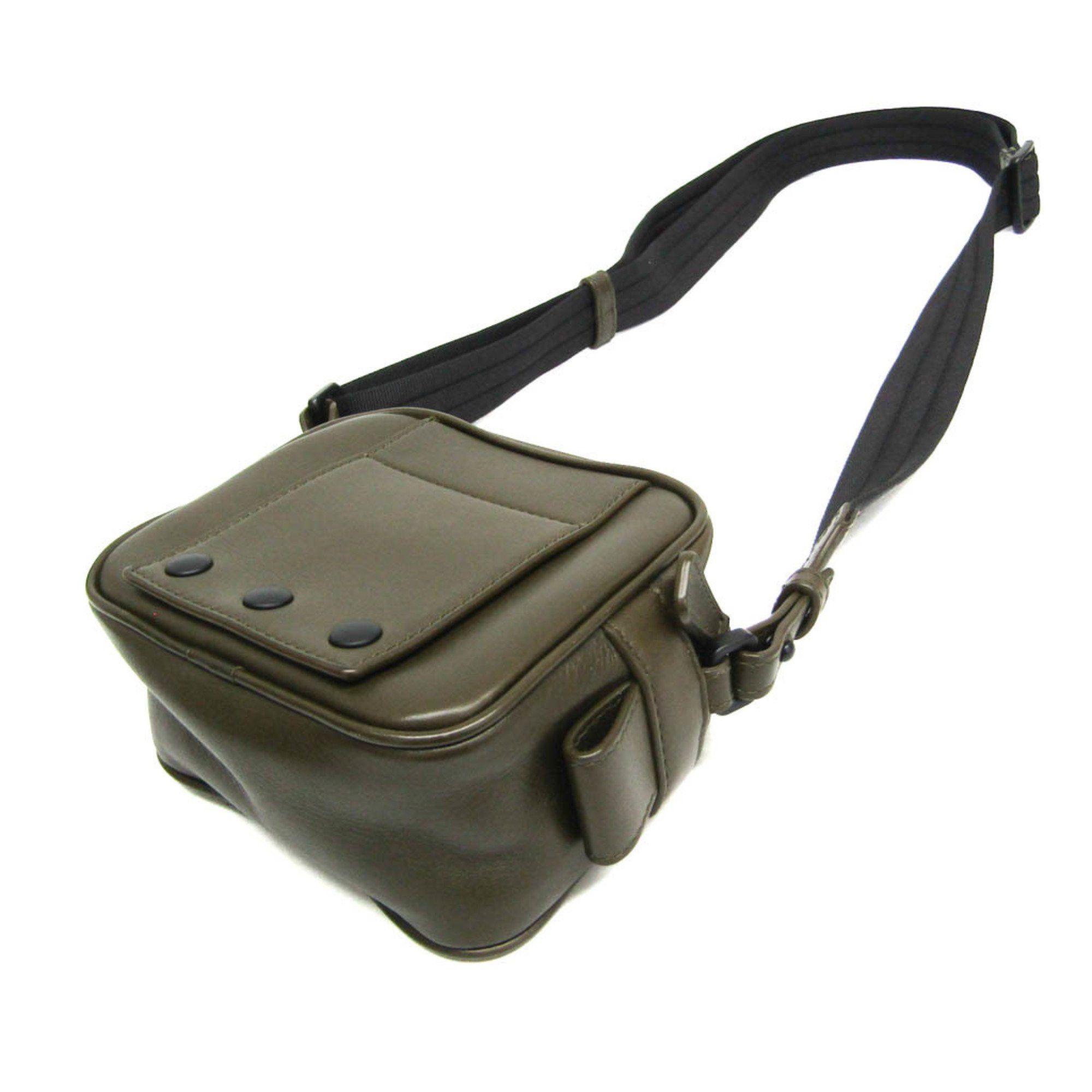 Bottega Veneta Bottega Veneta Leggero 566753 Women,Men Leather Shoulder Bag Black,Khaki Size ONE SIZE - 2 Thumbnail