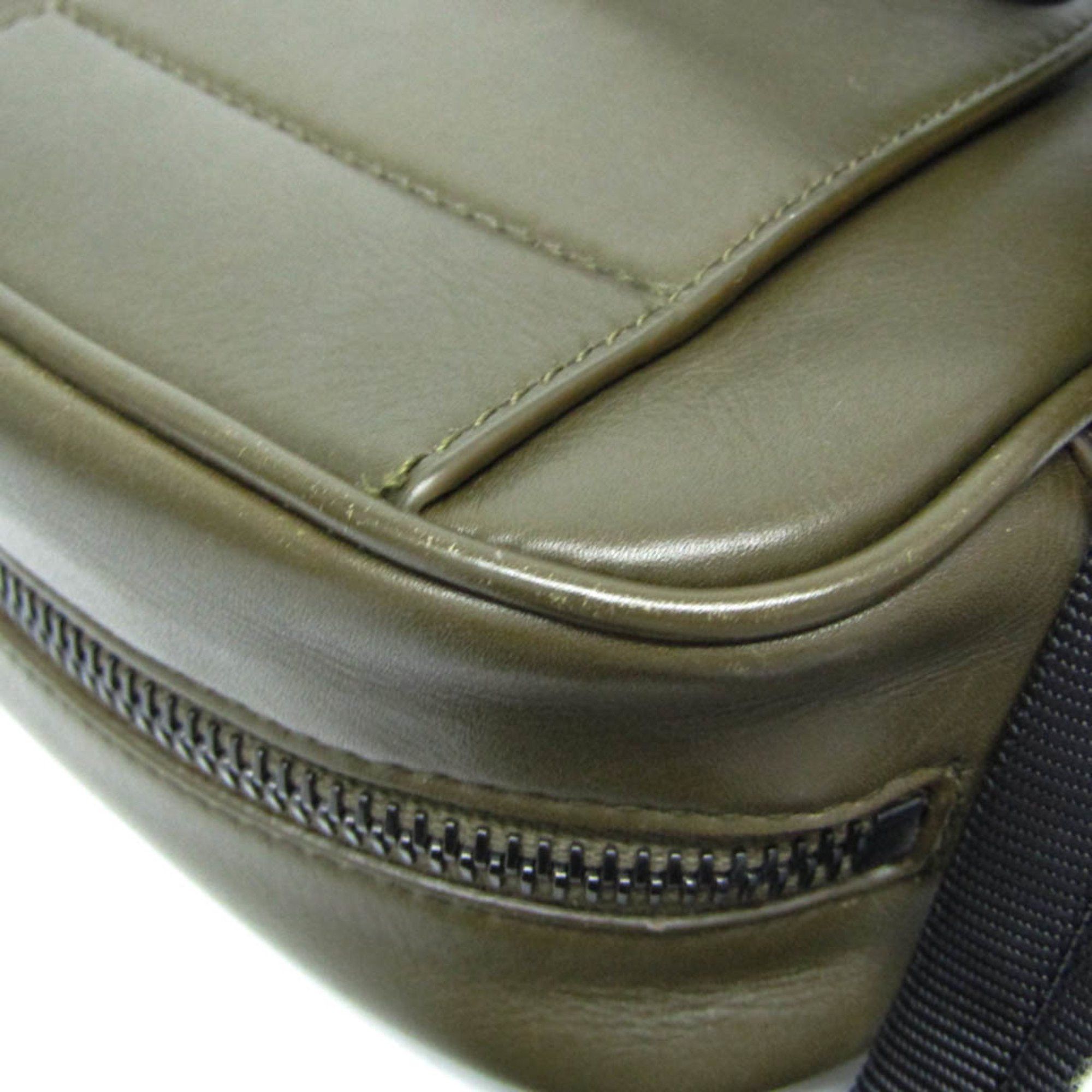 Bottega Veneta Bottega Veneta Leggero 566753 Women,Men Leather Shoulder Bag Black,Khaki Size ONE SIZE - 6 Thumbnail