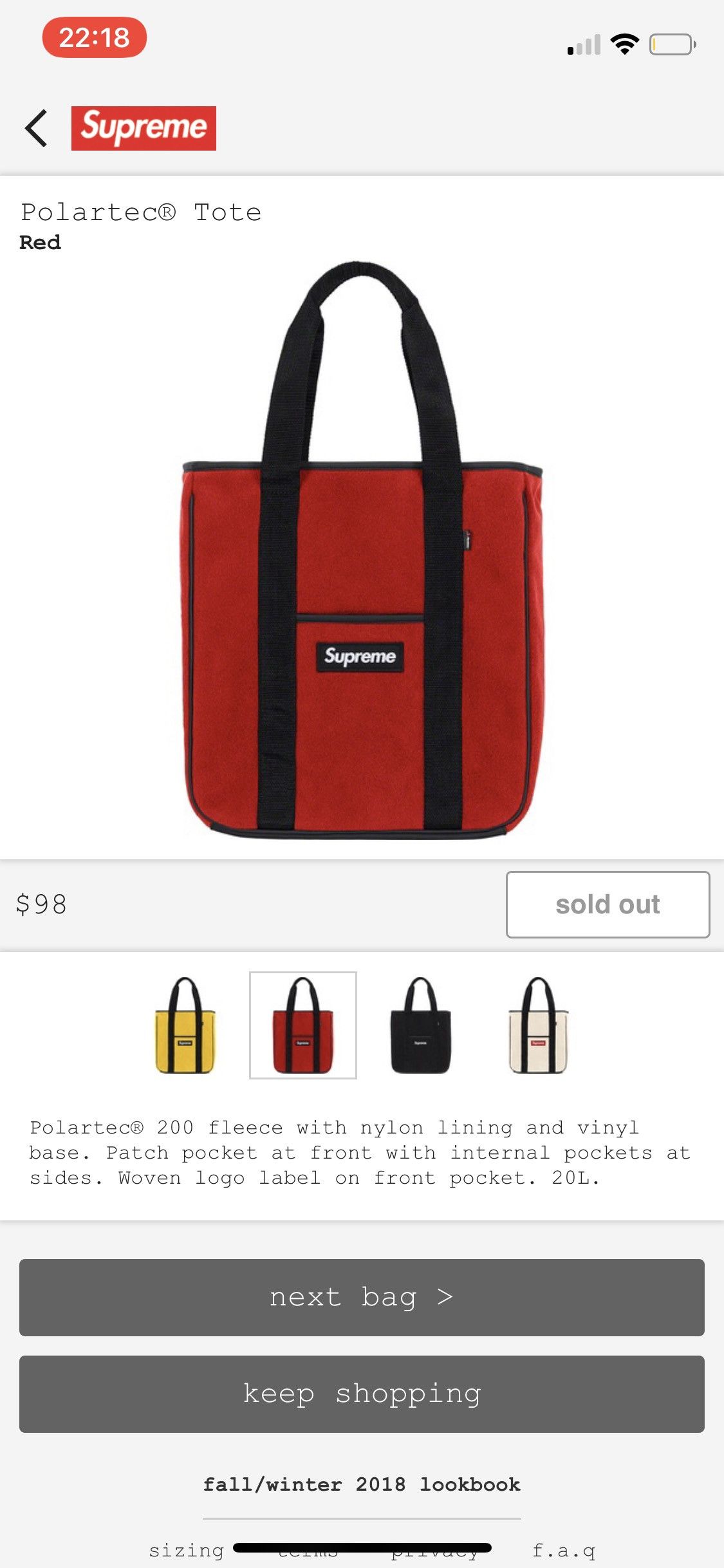 Supreme Polartec Tote Grailed