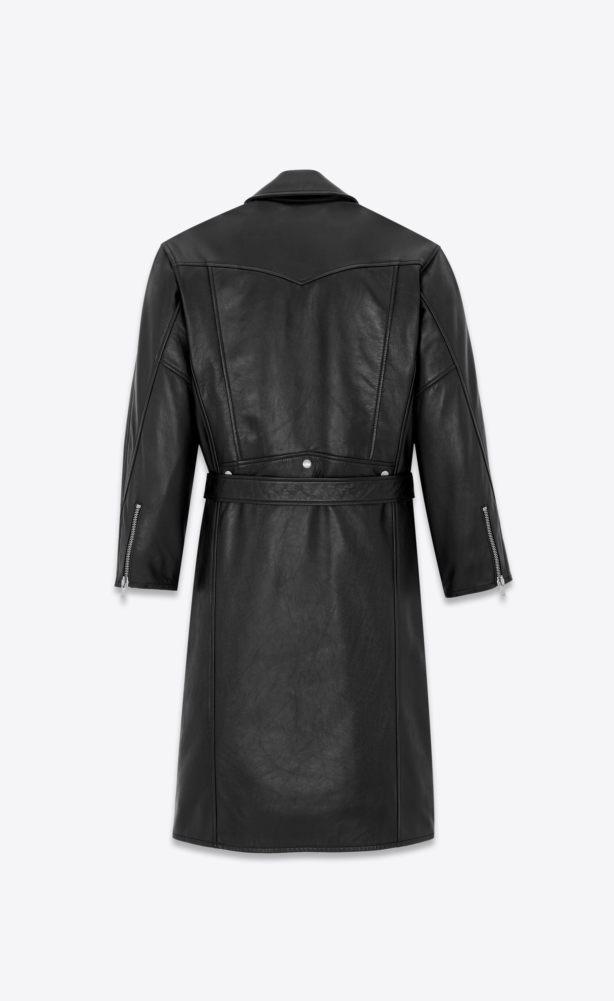 Saint Laurent Paris $12K VALUE Long Motorcycle Jacket in drummed lambskin Size XS / US 0-2 / IT 36-38 - 2 Thumbnail