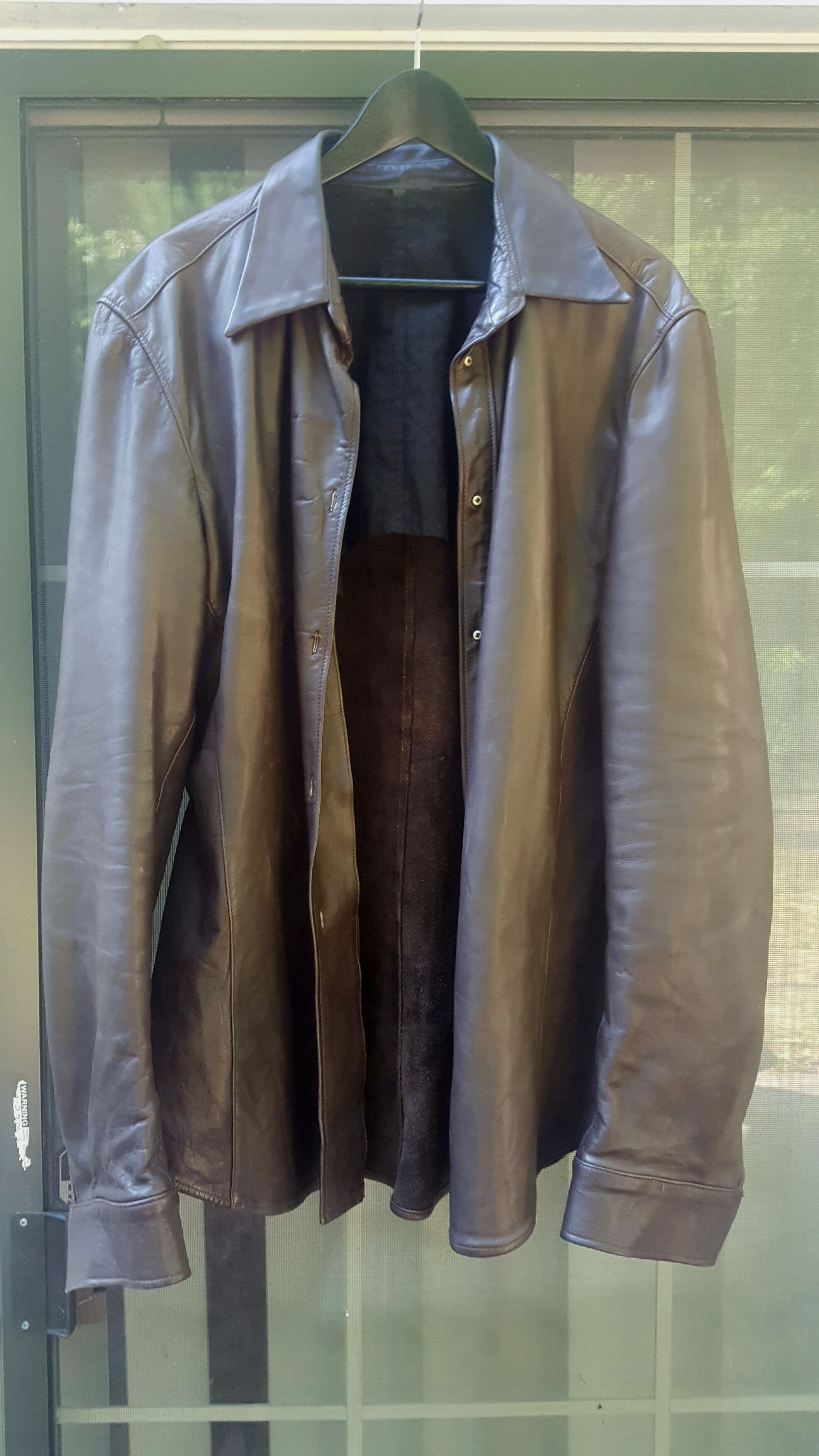 Brown Lamb Leather Shirt Jacket