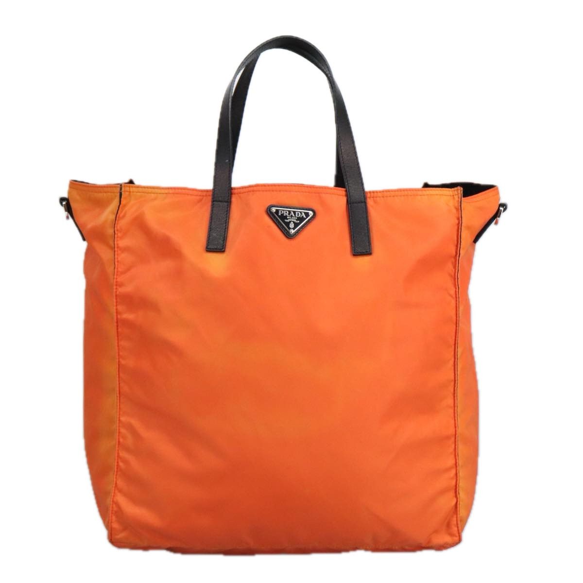 Prada Triangle Logo Orange Synthetic Tote Bag (Pre-Owned) Size ONE SIZE - 2 Thumbnail