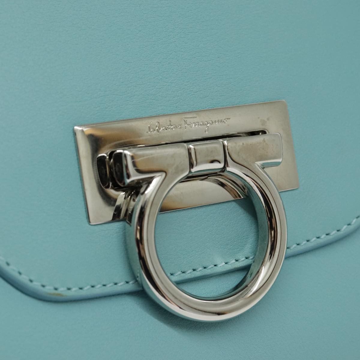 Salvatore Ferragamo Gancini Blue Leather Shoulder Bag (Pre-Owned) Size ONE SIZE - 15 Thumbnail