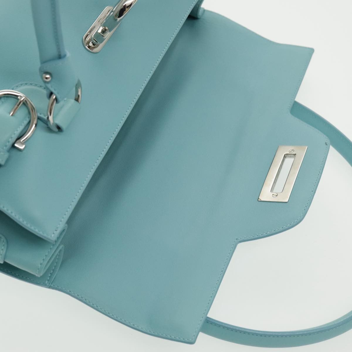 Salvatore Ferragamo Gancini Blue Leather Shoulder Bag (Pre-Owned) Size ONE SIZE - 17 Thumbnail