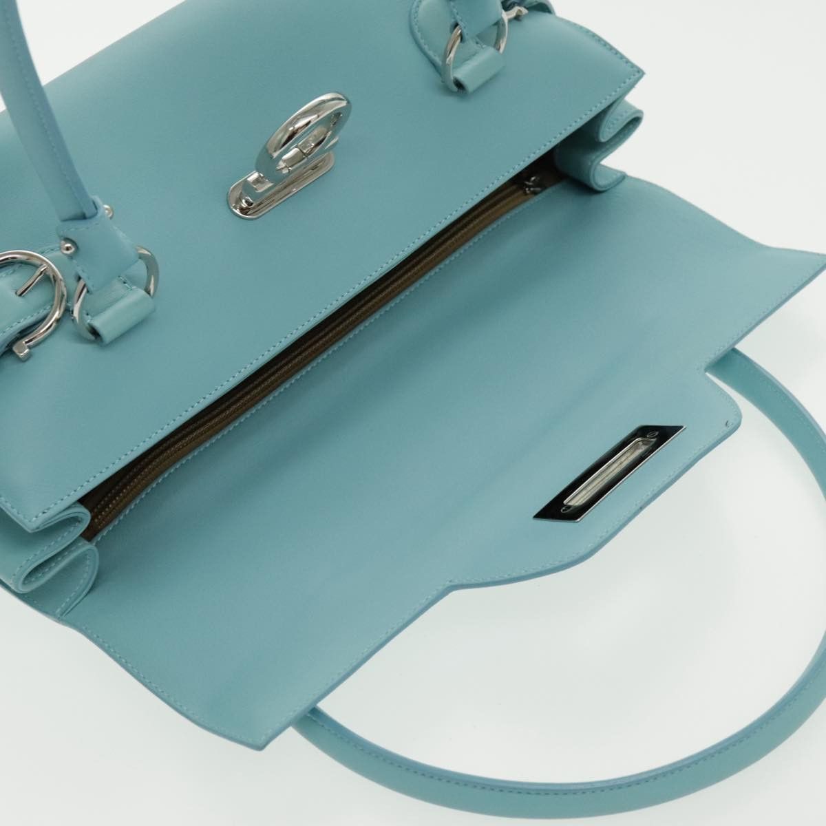 Salvatore Ferragamo Gancini Blue Leather Shoulder Bag (Pre-Owned) Size ONE SIZE - 16 Thumbnail