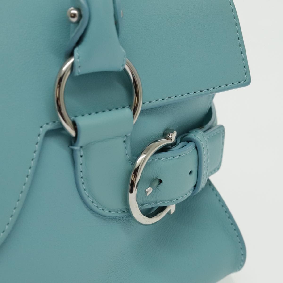Salvatore Ferragamo Gancini Blue Leather Shoulder Bag (Pre-Owned) Size ONE SIZE - 14 Thumbnail