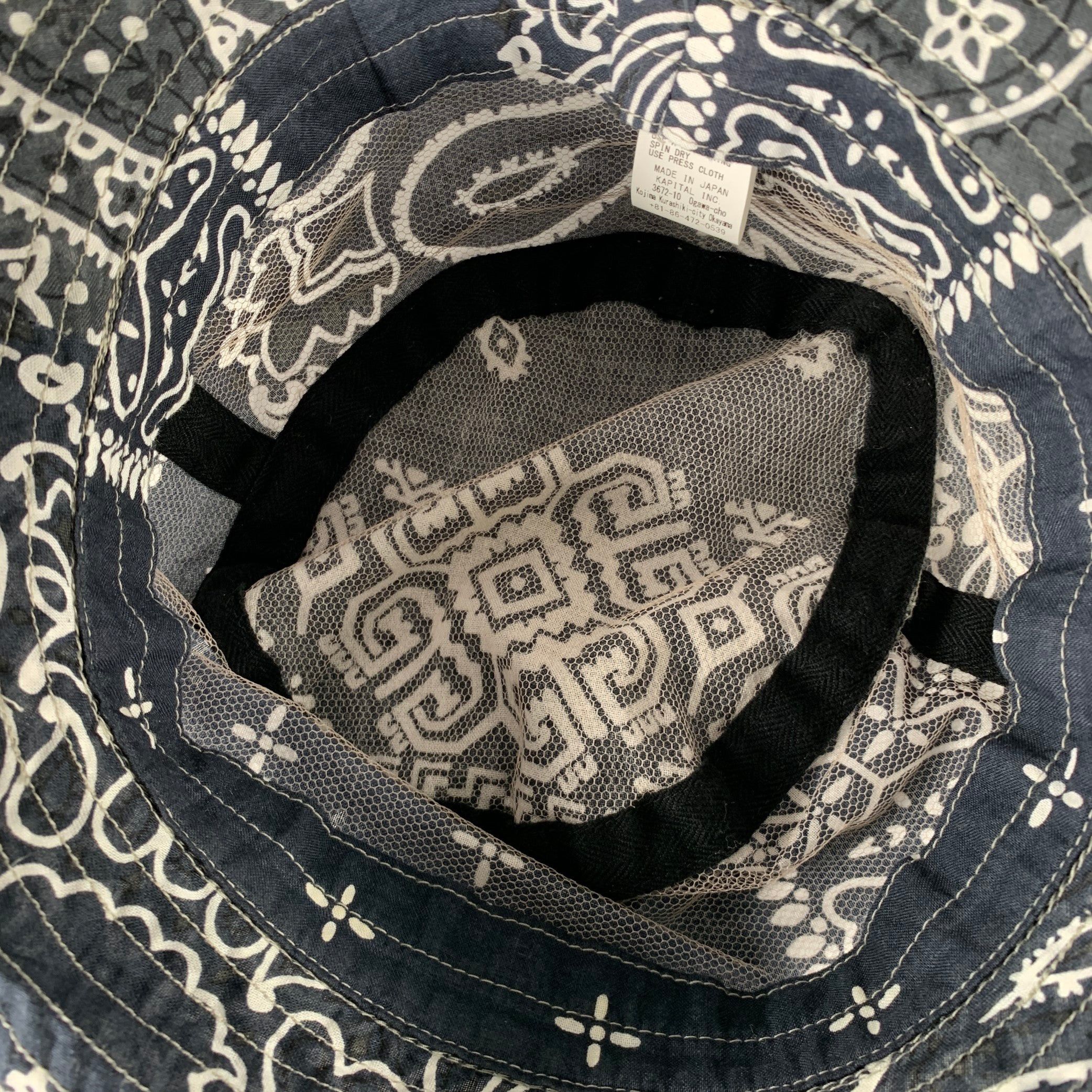 Kapital KAPITAL Black White Bandana Cotton Blend Bucket Hat Size ONE SIZE - 6 Thumbnail