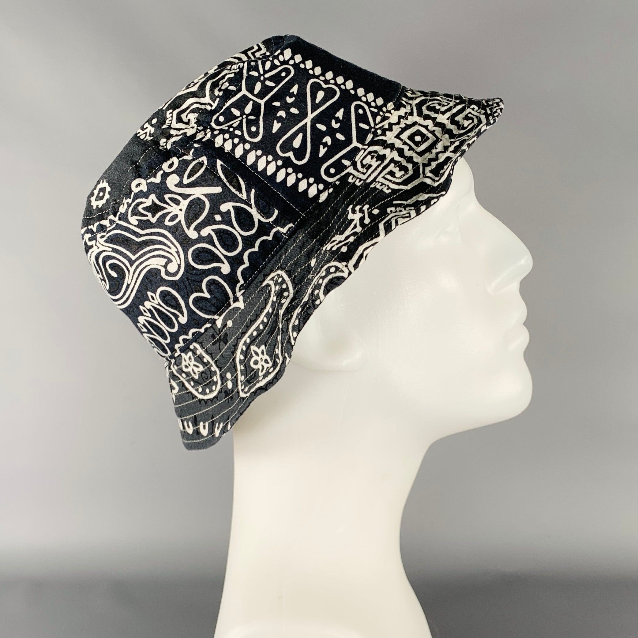Kapital KAPITAL Black White Bandana Cotton Blend Bucket Hat Size ONE SIZE - 3 Thumbnail