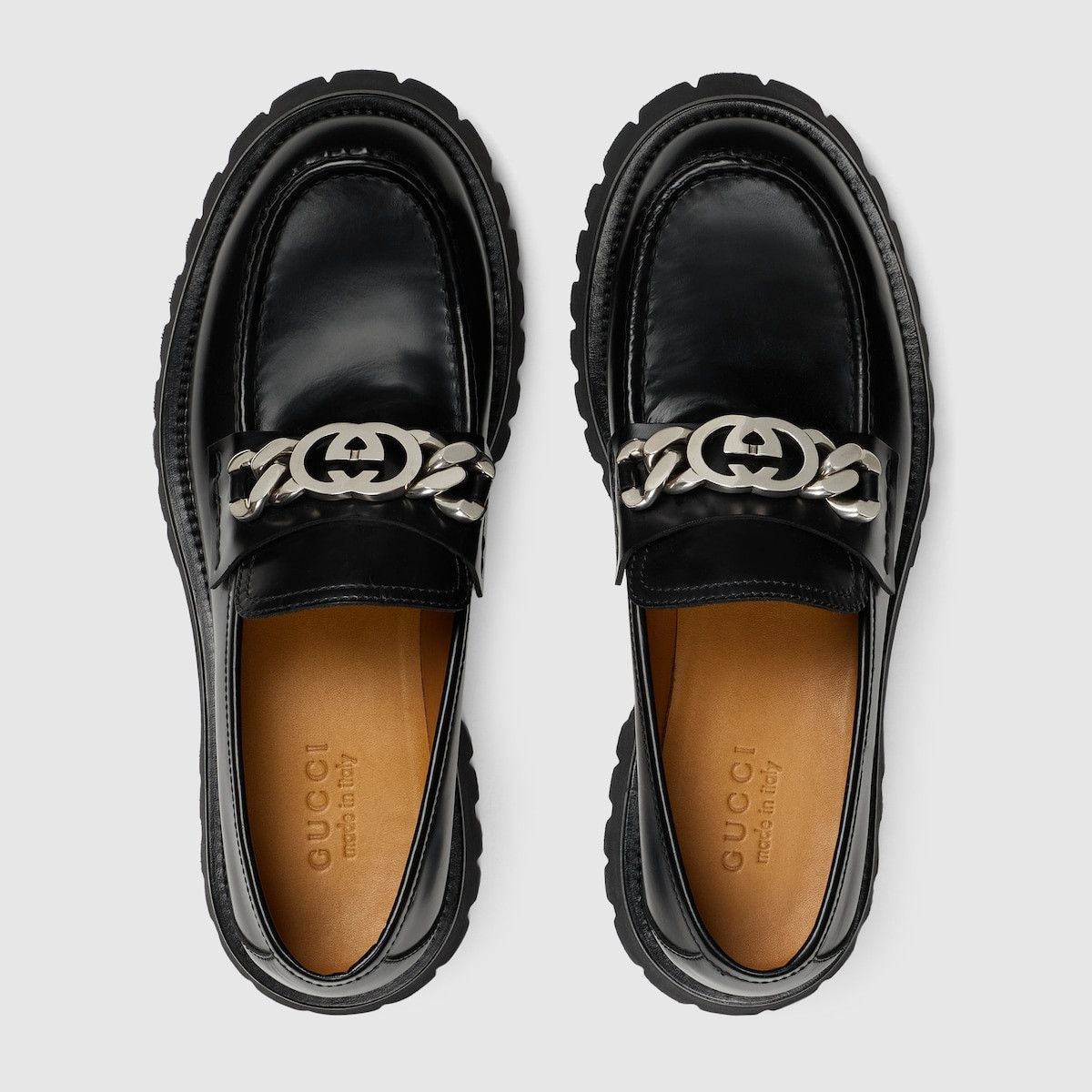 Gucci Interlocking G Leather Loafer Shoes in Black Size US 8 / EU 41 - 3 Thumbnail