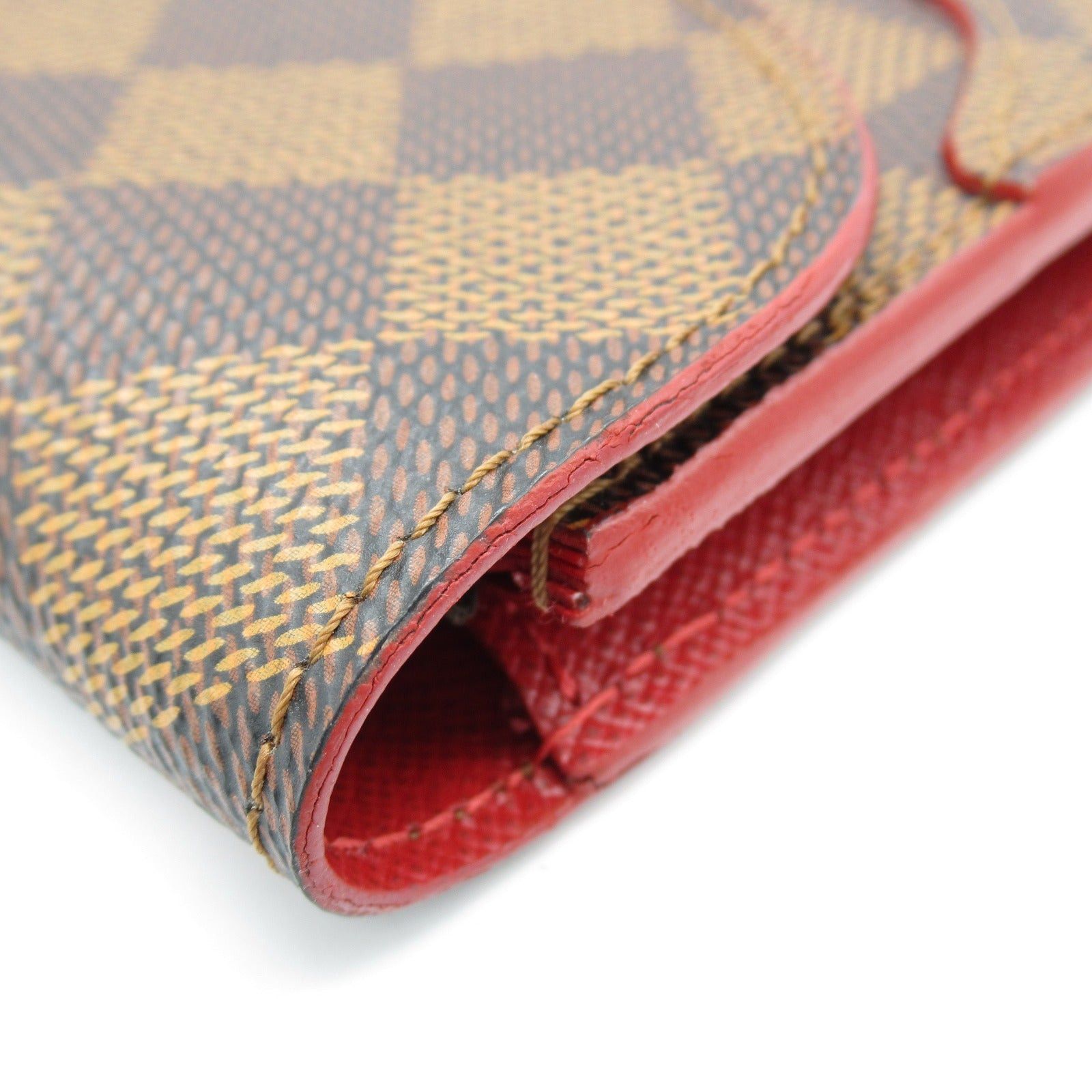Louis Vuitton Louis Vuitton Portefeuil Kaisa Bi-Fold Long Wallet Coated Canvas Damier Brown Cerise Size ONE SIZE - 10 Thumbnail