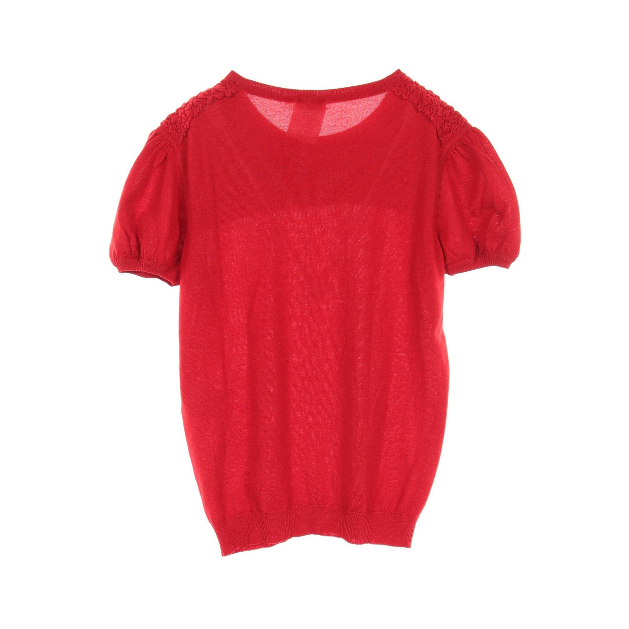 Chanel Chanel Knit Short Sleeve Cashmere Silk Red 06A Size ONE SIZE - 2 Thumbnail