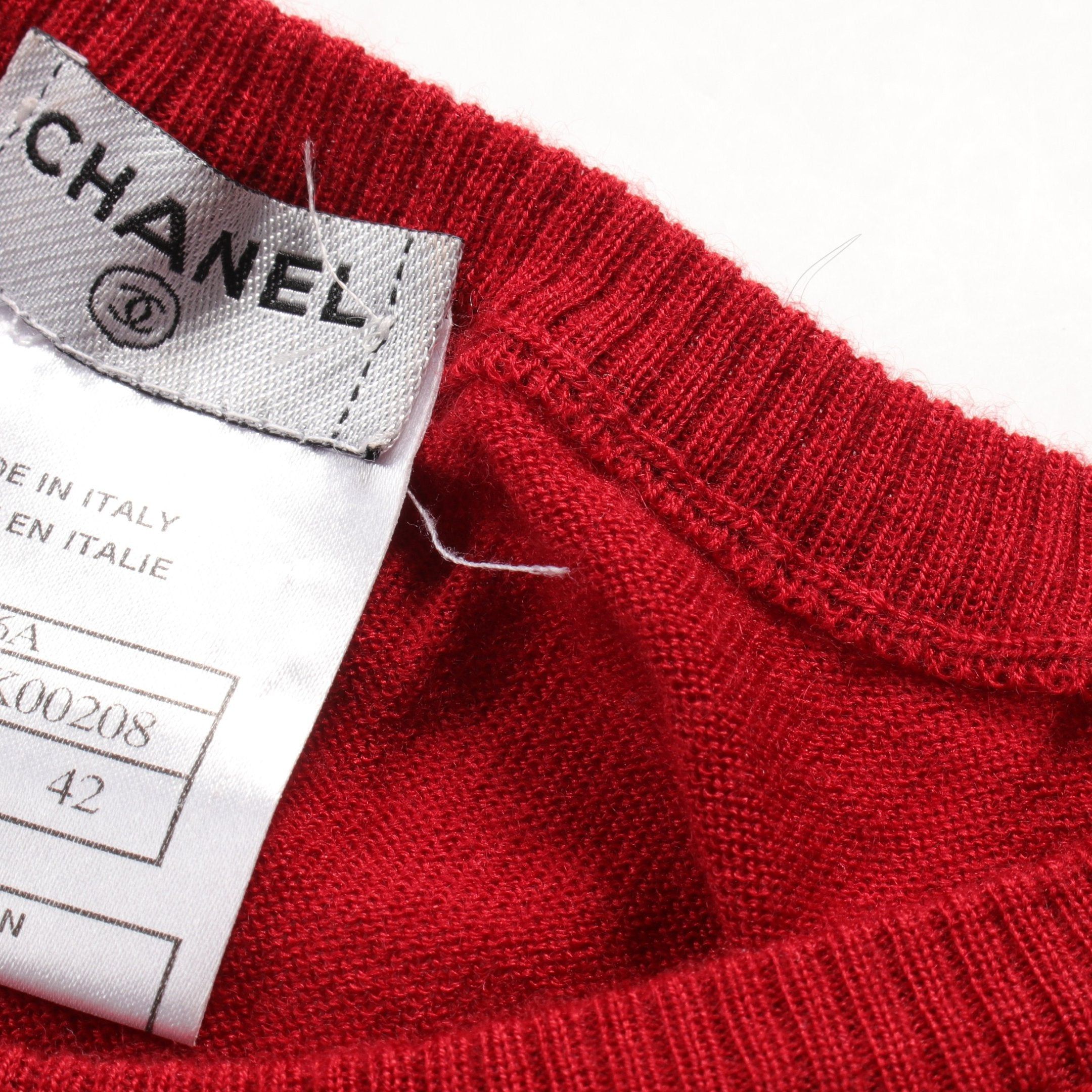 Chanel Chanel Knit Short Sleeve Cashmere Silk Red 06A Size ONE SIZE - 8 Thumbnail