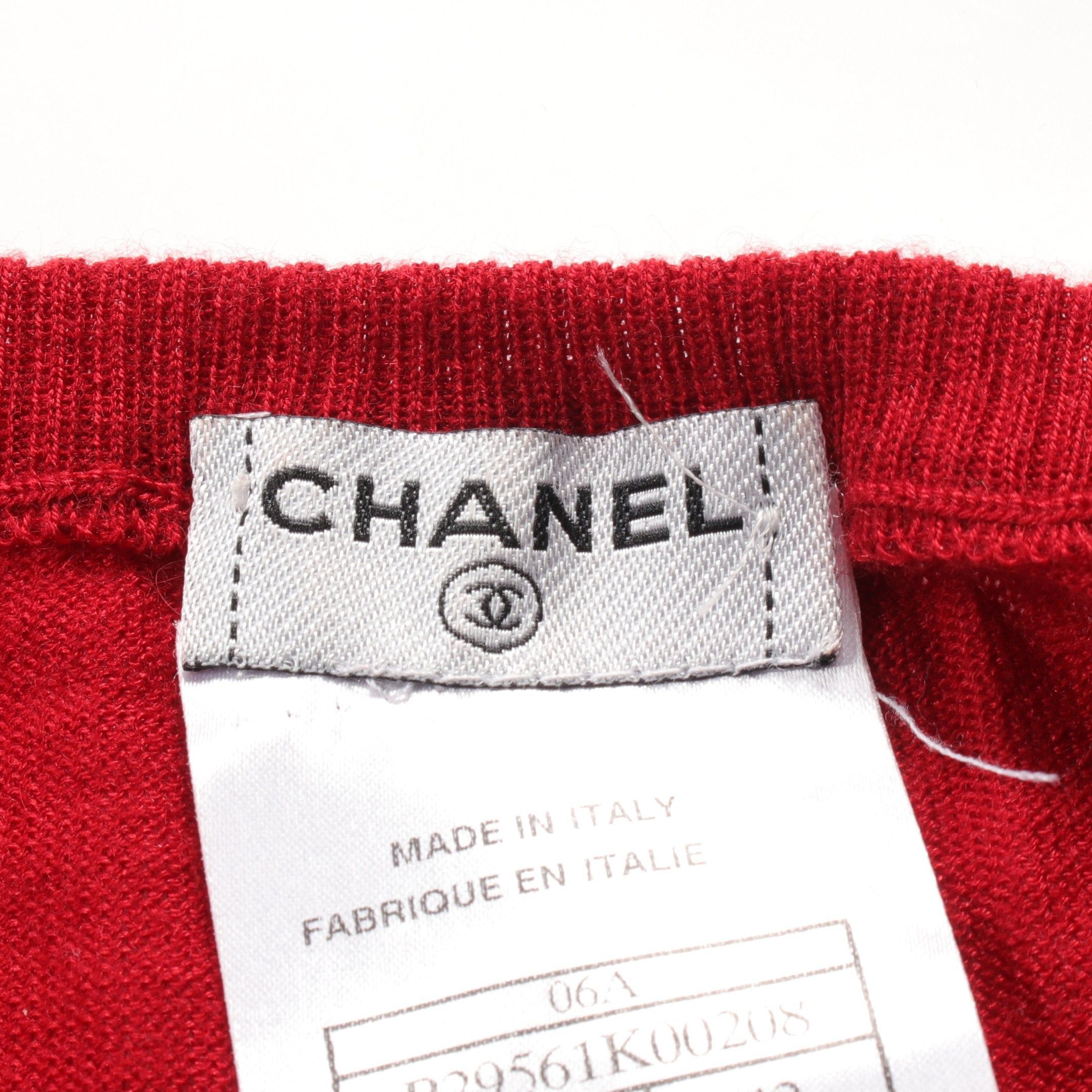Chanel Chanel Knit Short Sleeve Cashmere Silk Red 06A Size ONE SIZE - 3 Thumbnail